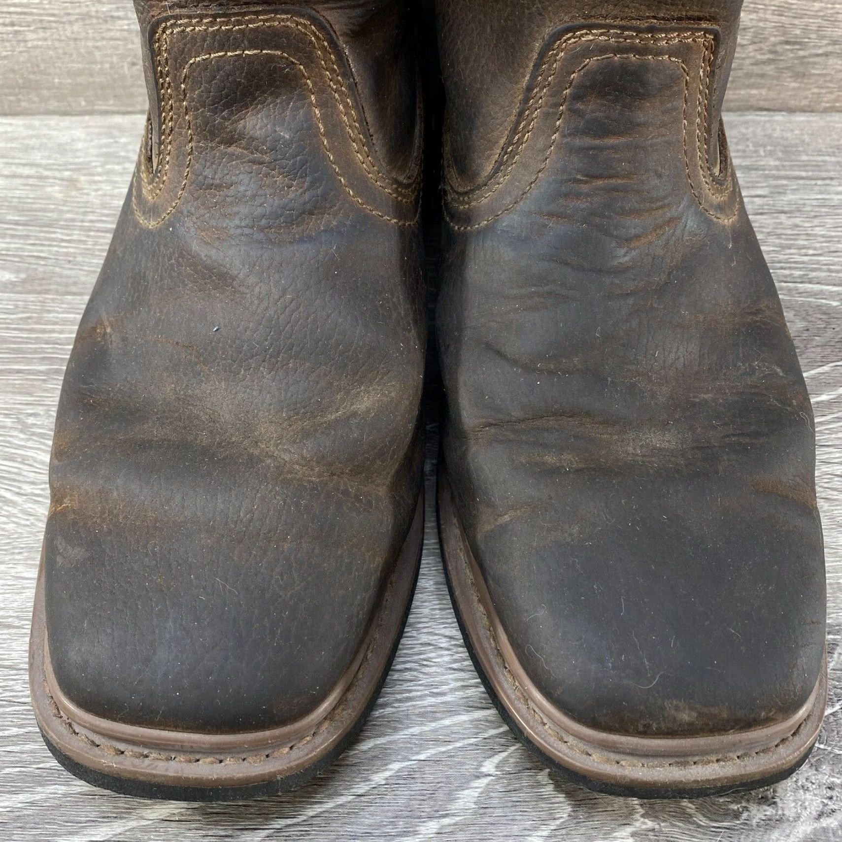 Vintage Trail Guide Dark Brown Leather Workwear Square Toe Cowboy Western Boots 8 M Mens Boot Leather Square Toe Work Boots Brown 80s Cowboy Theme Size US 8 / EU 41 - 4 Thumbnail