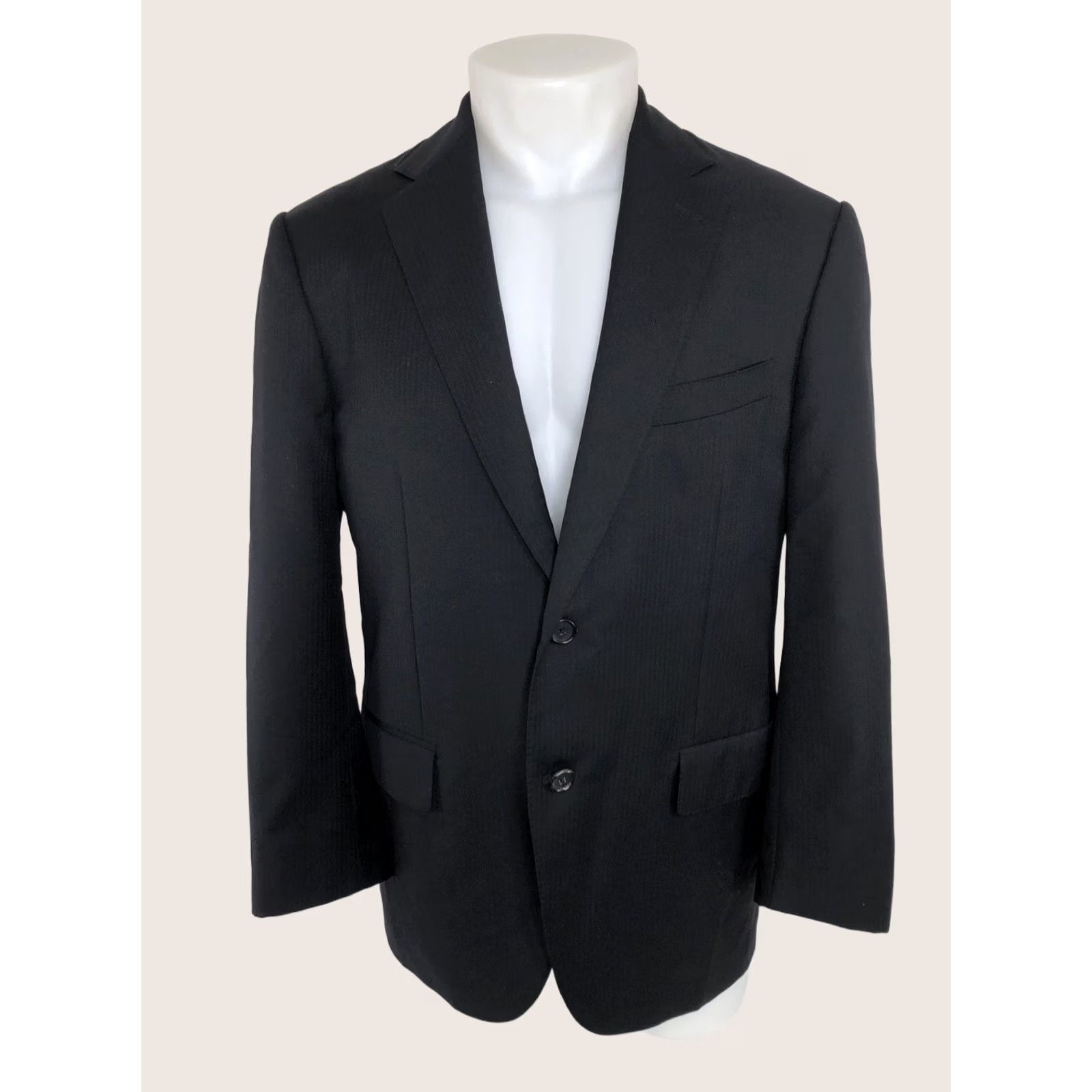 Caruso CARUSO Blazer Mens 40S Wool Striped Black 120s 120s Wool Blazer Jacket Mens Vintage? Size 40R - 1 Thumbnail