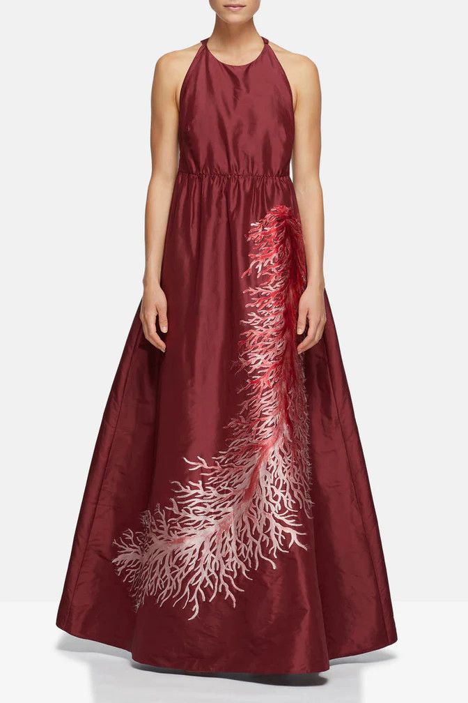 Valentino o1y0226 Silk Maxi Dress in Burgundy Size L / US 10 / IT 46 - 1 Preview