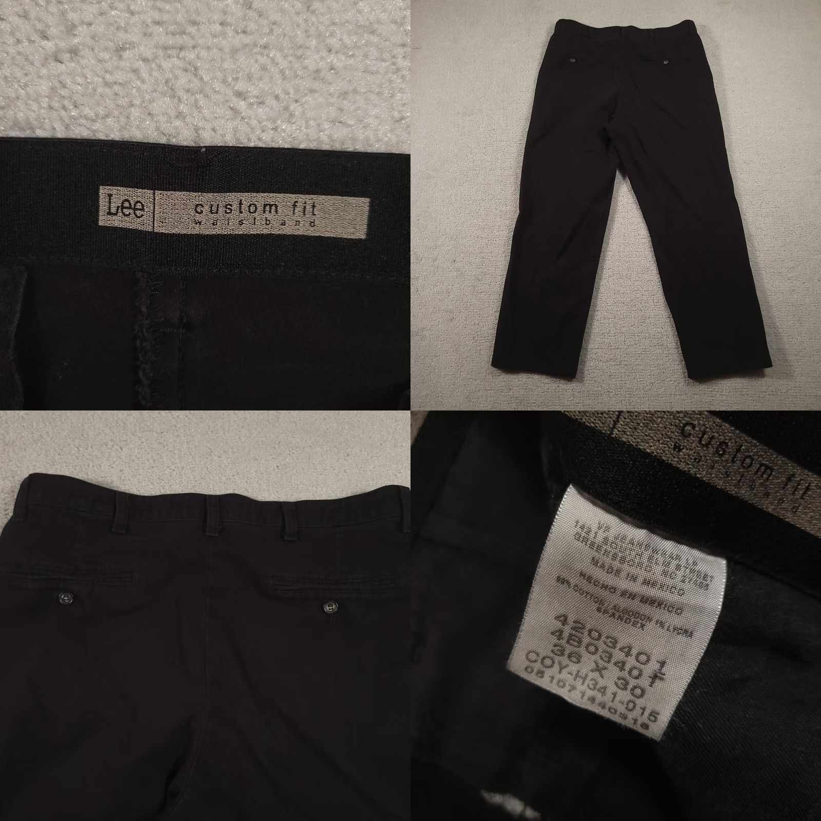 Lee Lee Dress Mens 36 Black Pants 36x30 Custom Fit Waistband Chino Classic Pleated Size US 36 / EU 52 - 8 Thumbnail