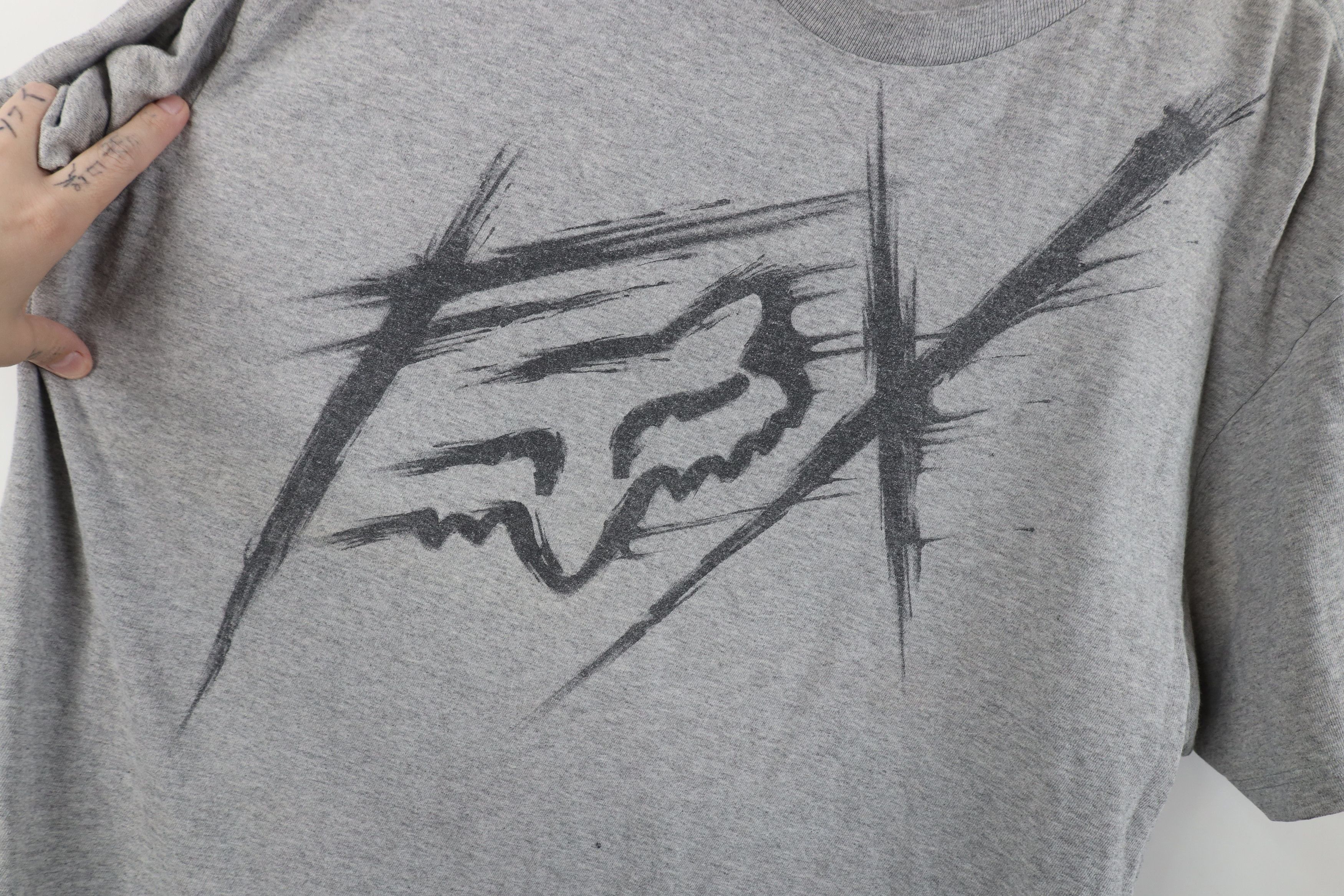Fox Racing Vintage Fox Racing Spell Out Big Logo Motocross T-Shirt Gray Size US XL / EU 56 / 4 - 4 Thumbnail