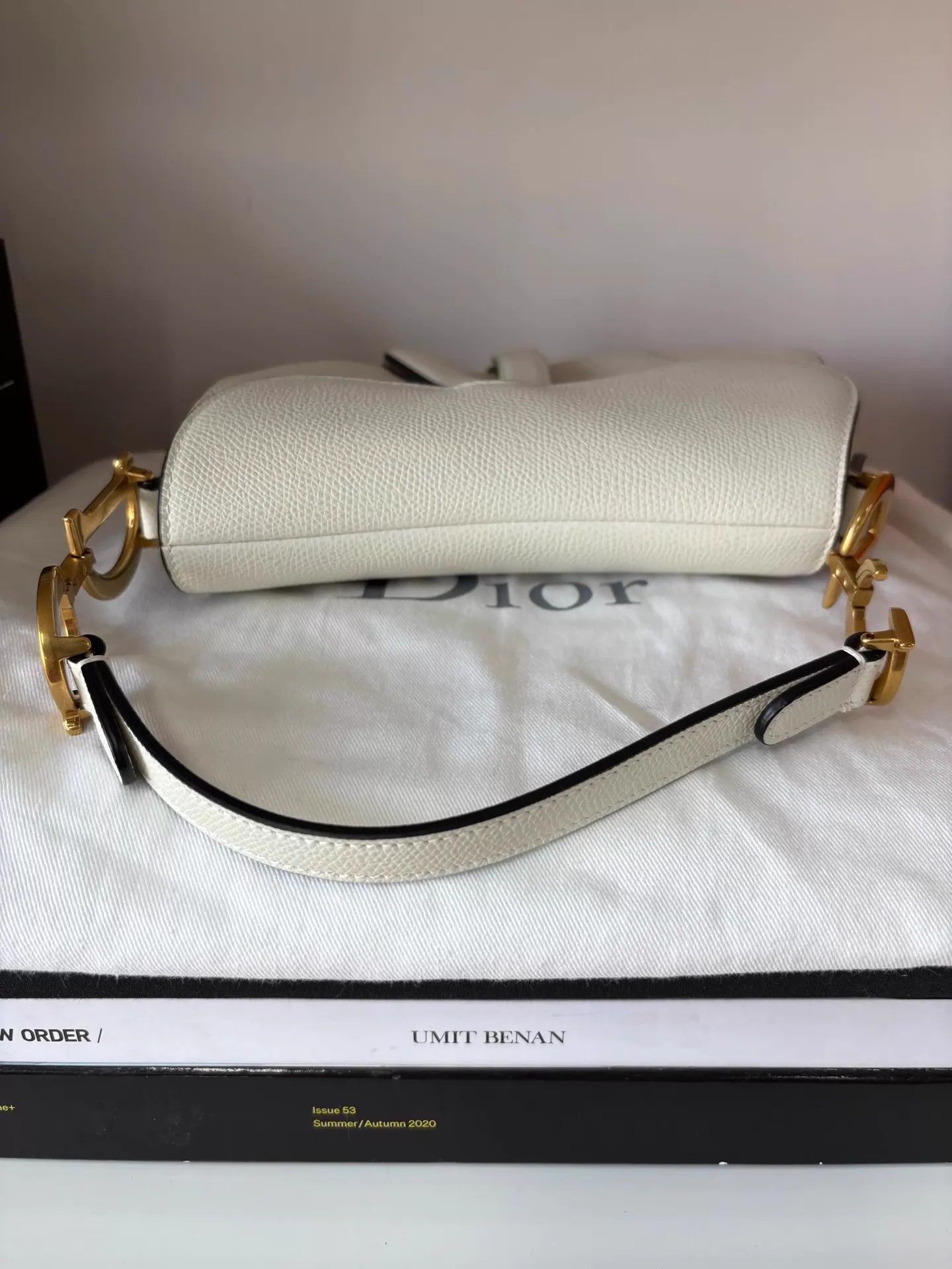 Dior Dior Saddle Bag Small White Litchi Calfskin Gold Size ONE SIZE - 4 Thumbnail