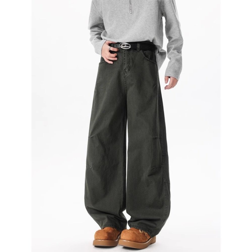 Japanese Brand Fashion men's solid color stitching high street jeans Size US 32 / EU 48 - 4 Thumbnail