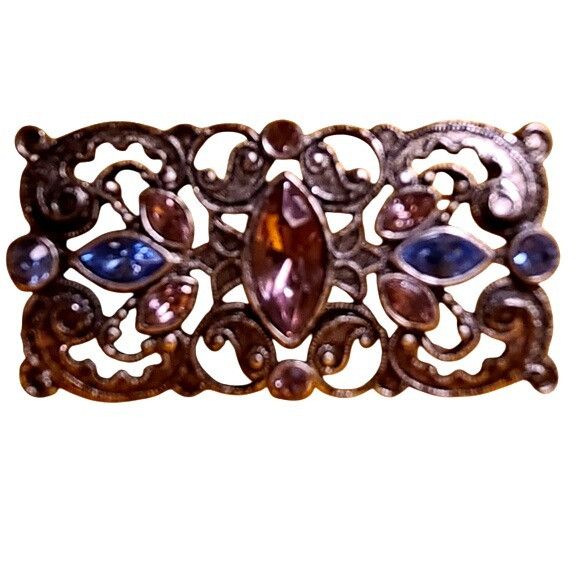 Other Perfect Silver Scrolled Pink and Blue Crystals! Lovely Vinta Size ONE SIZE - 1 Thumbnail