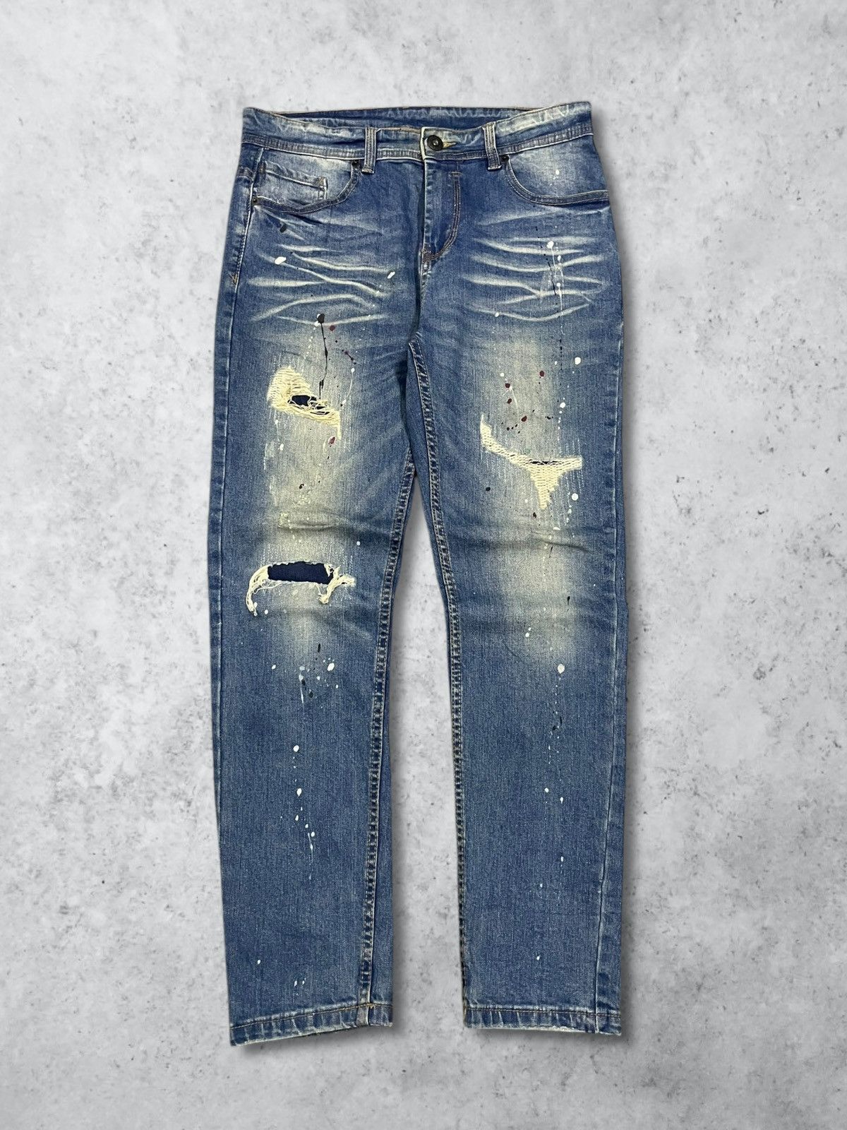 Amiri Vintage Japanese Paint Splat Sashiko Patch High Rise Jeans Size 30" / US 8 / IT 44 - 1 Thumbnail