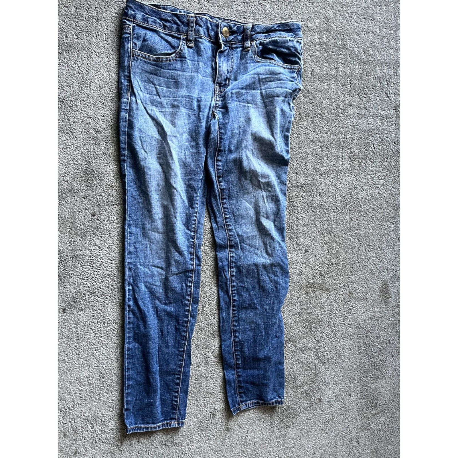 American Eagle Outfitters AMERICAN EAGLE Super Stretch Jegging Pants Women Size 6 Blue Distressed Denim Size 28" / US 6 / IT 42 - 3 Thumbnail