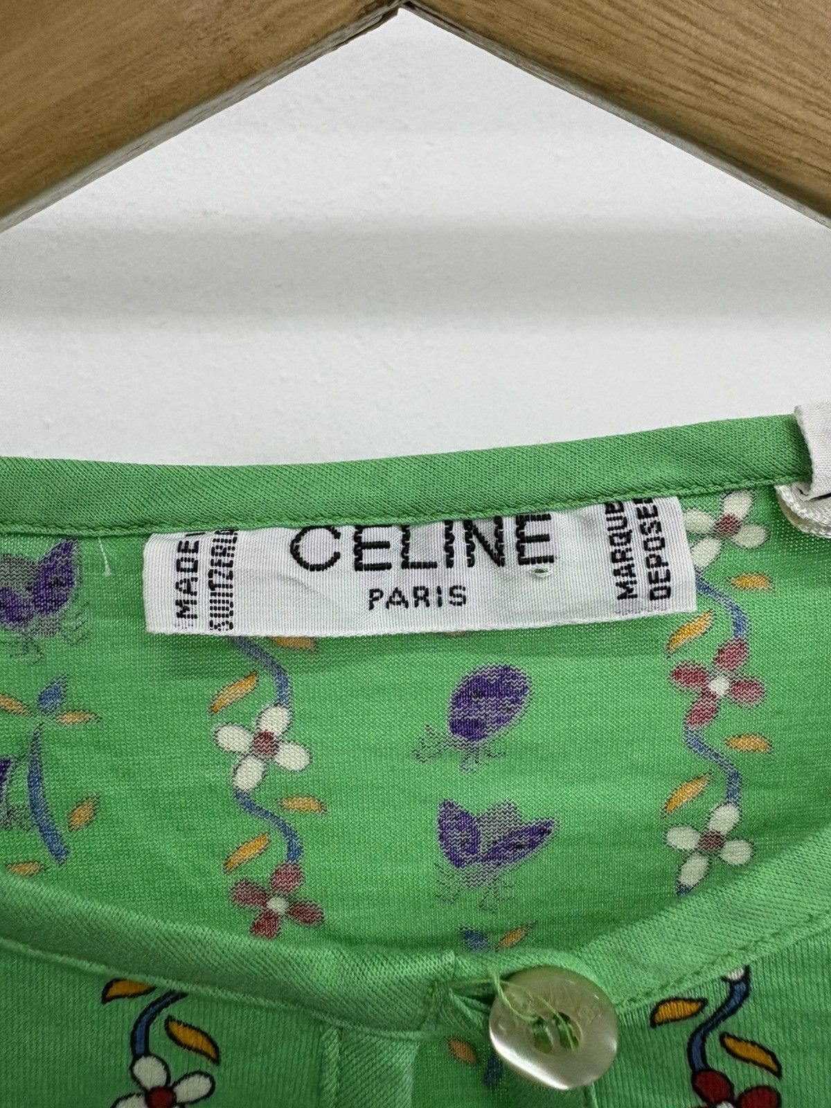 Vintage 70's Celine Monogram Logo Blouse Shirt