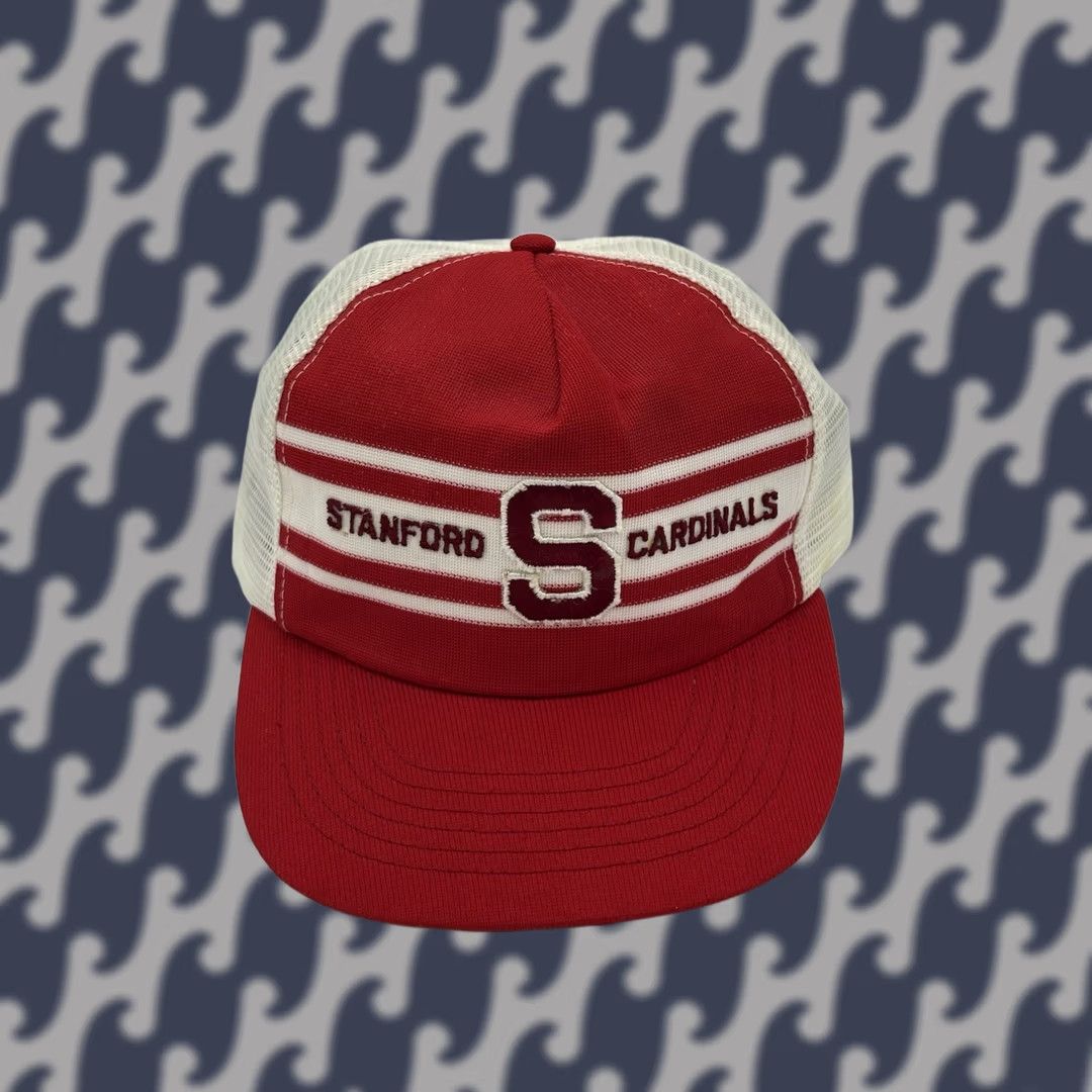 Vintage VINTAGE Stanford Trucker Hat Snapback Cap Embroidered Red & White Made In USA Size ONE SIZE - 1 Thumbnail