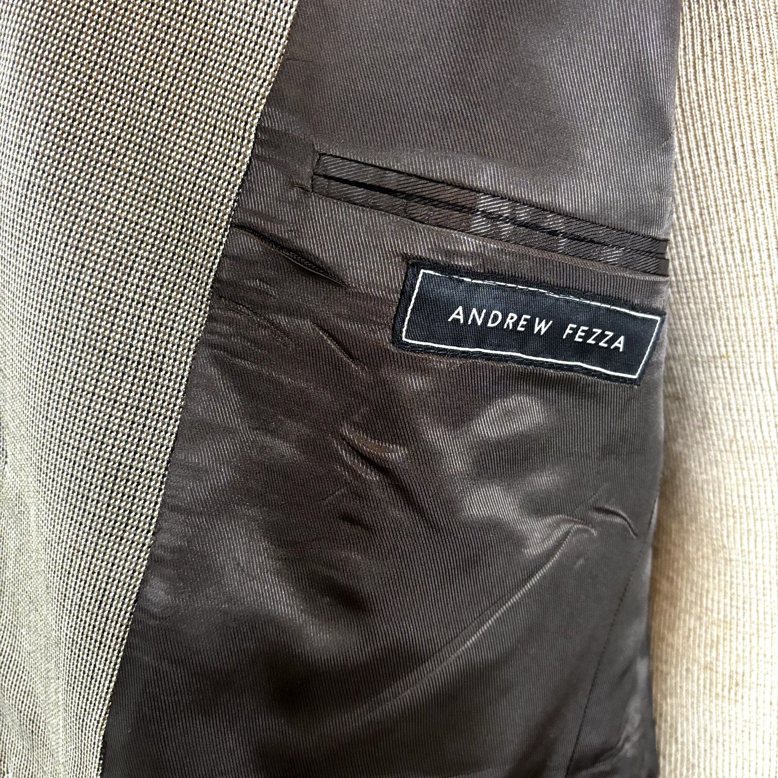 Andrew Fezza Andrew Fezza Men's Flannel Sport Coat Blazer Size 43R Silk W Size 42R - 11 Thumbnail