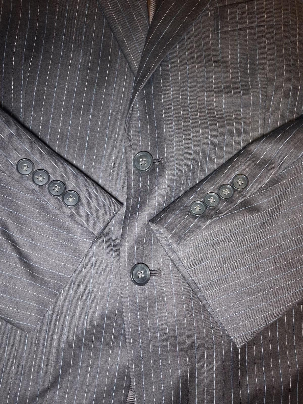 Stafford Stafford 2 Piece Suit Mens 40S 35x29 Gray Striped Wool Silk Size 40S - 7 Thumbnail