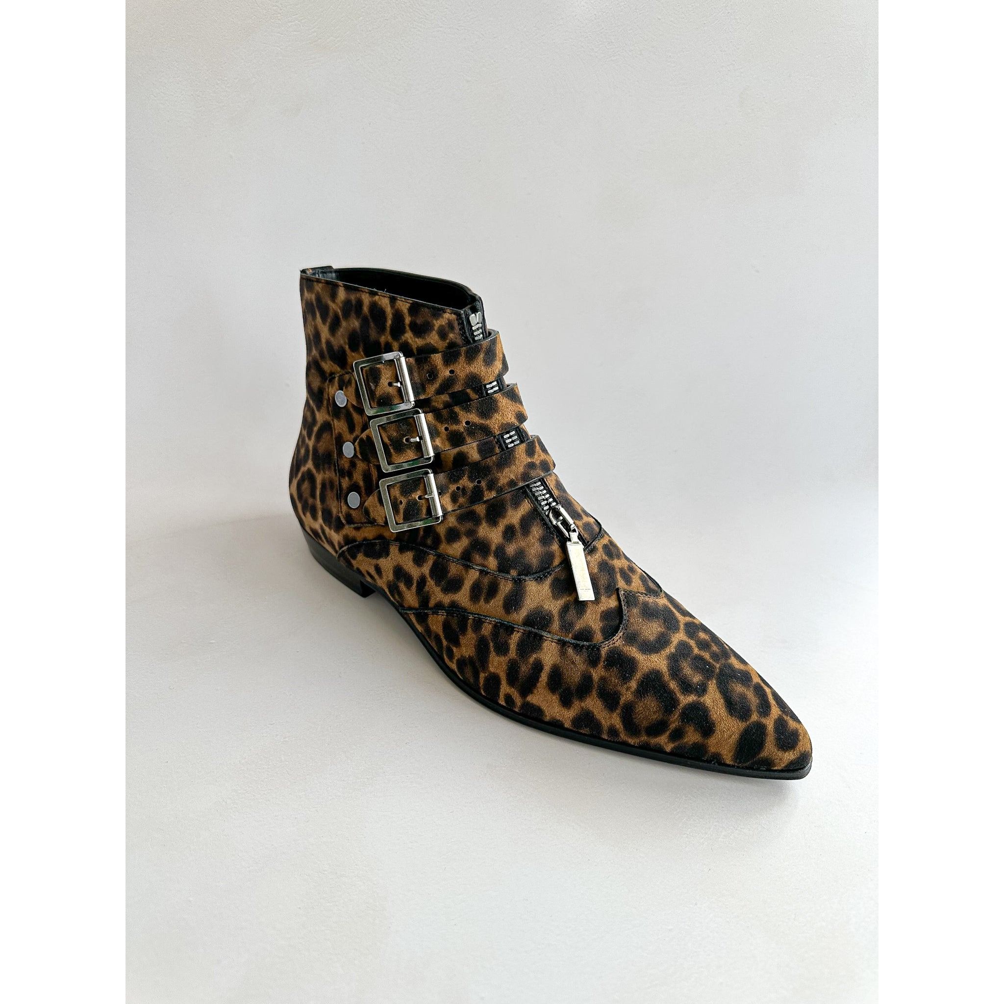 Saint Laurent Paris Saint Laurent Stan Boots in Leopard Print Suede Size US 6 / EU 39 - 1 Thumbnail