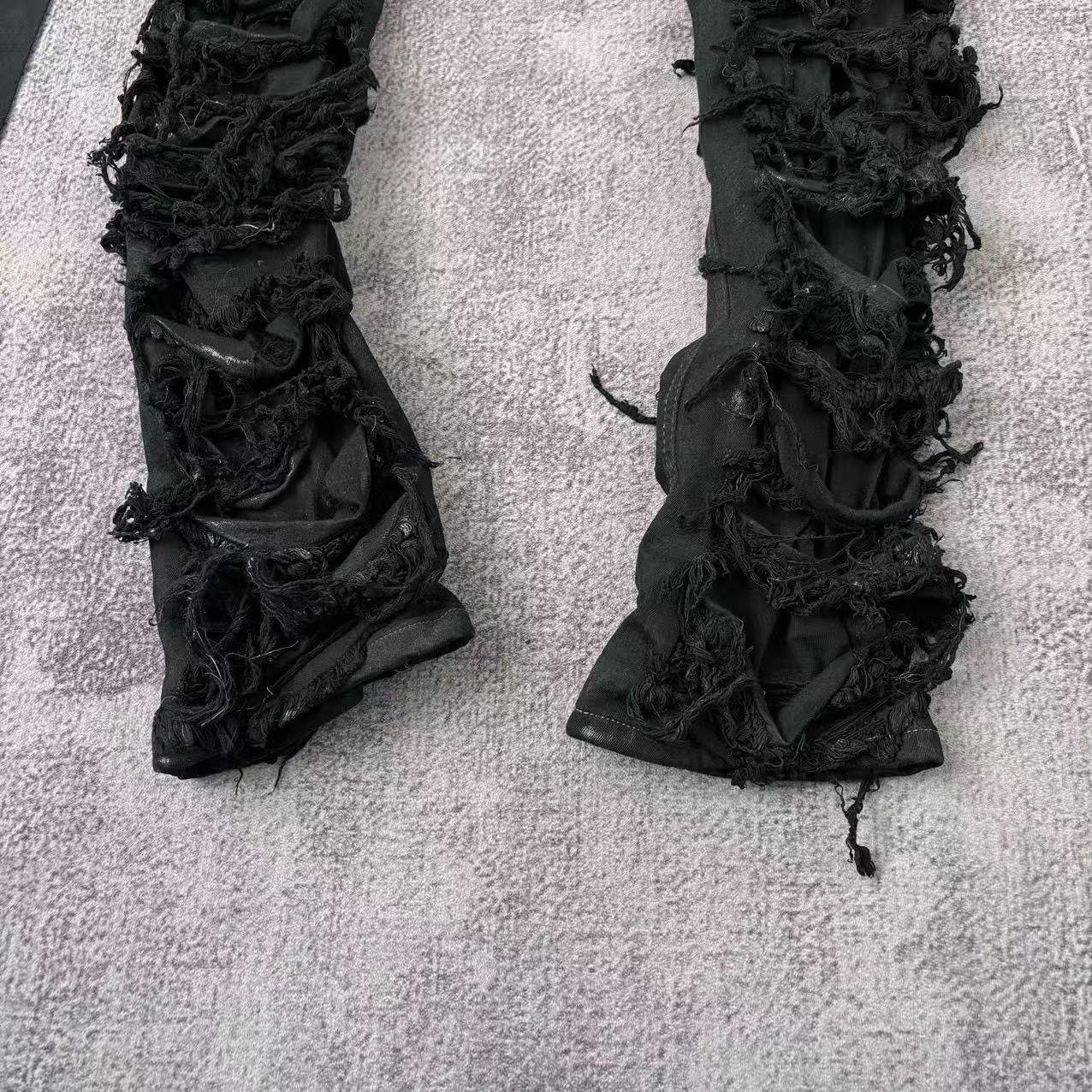 Rick Owens Drkshdw Rick Owens DRKSHDW Waxed Distressed Detroit Cut Denim Jeans Size US 30 / EU 46 - 5 Thumbnail