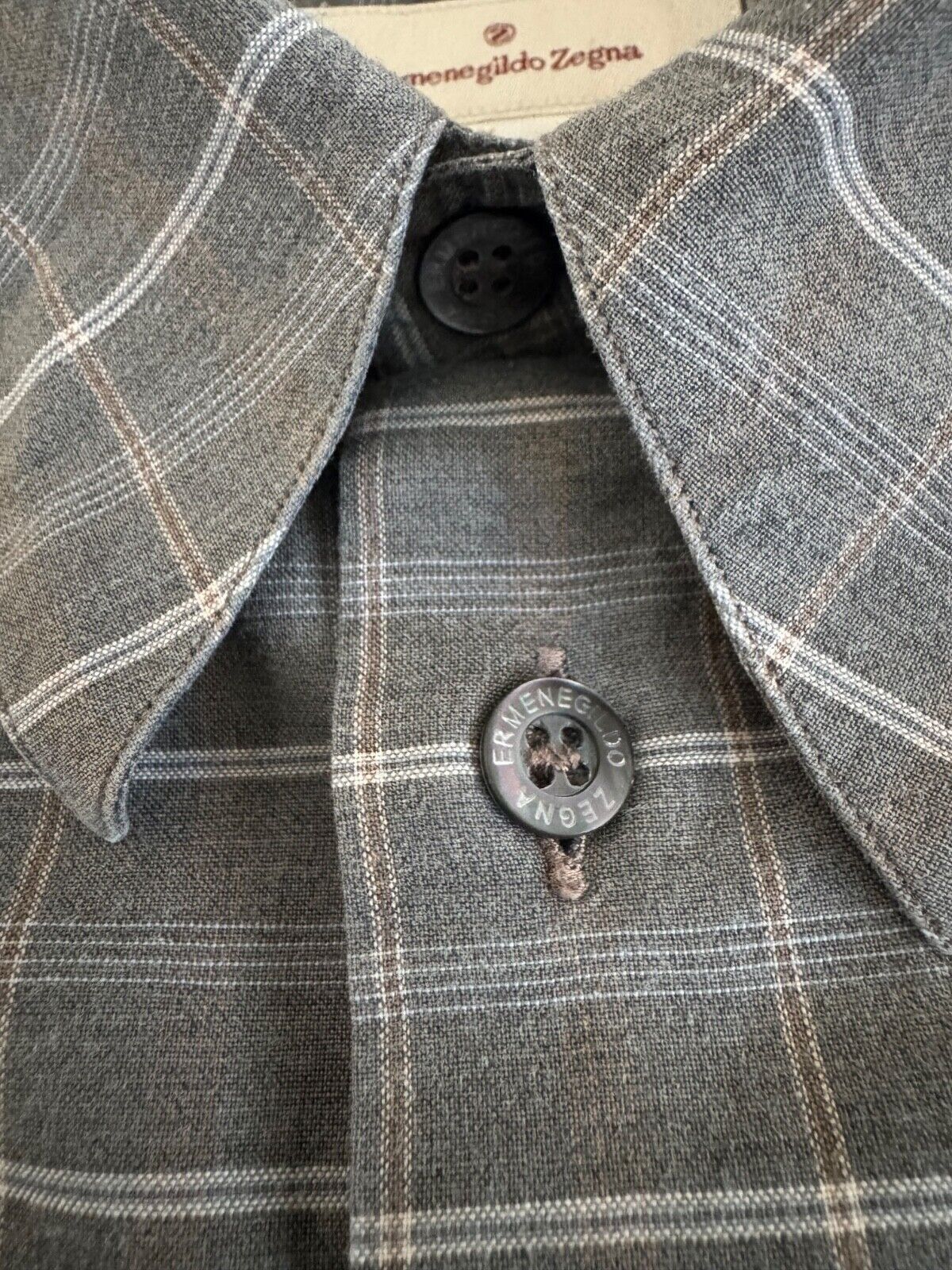 Ermenegildo Zegna Ermenegildo Zegna Shirt Mens M Button Down Grey Brown Italy Size US M / EU 48-50 / 2 - 3 Thumbnail