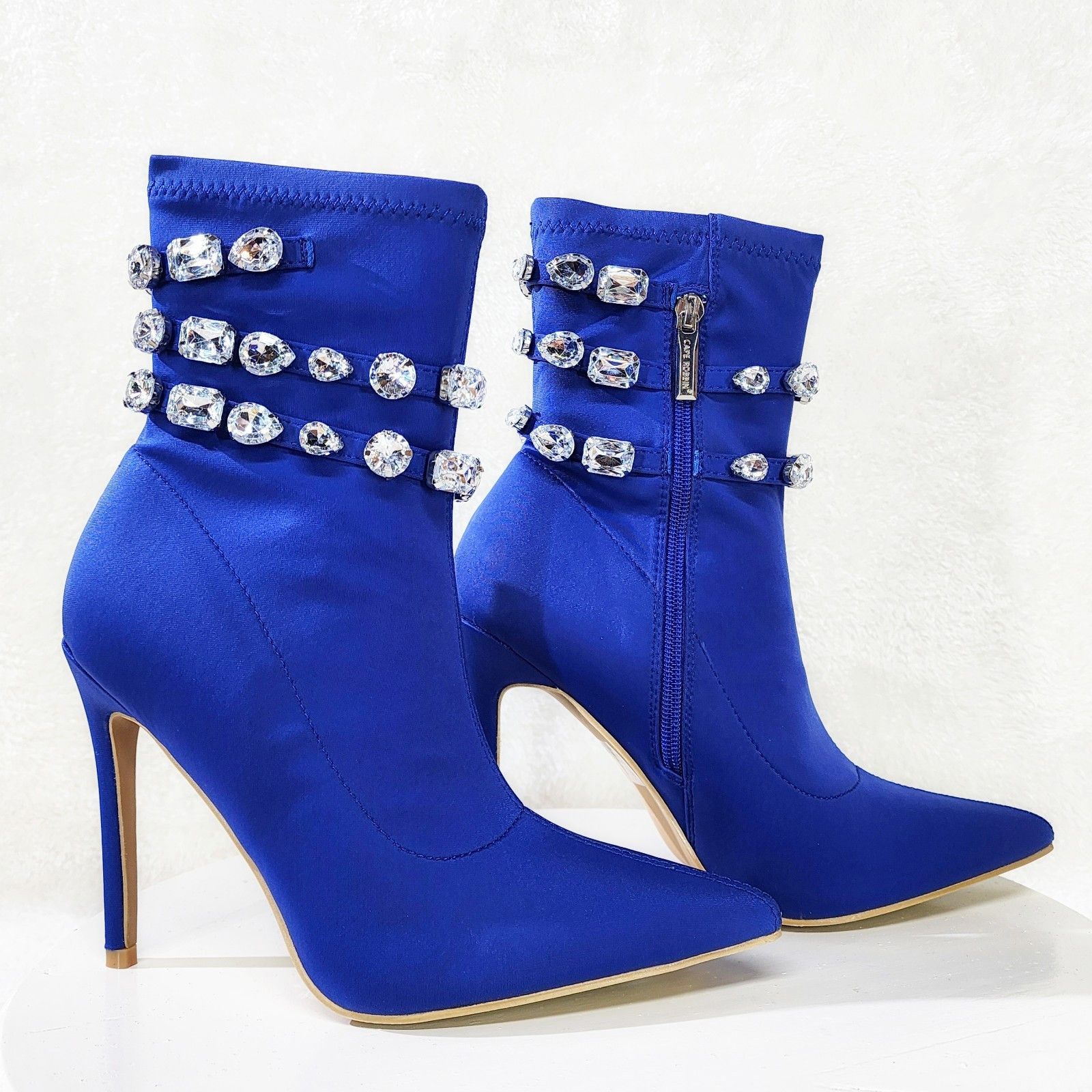 Other Allure Sexy Stiletto High Heels Blue Stretch Ankle Boot Chel Size US 8 / IT 38 - 2 Thumbnail