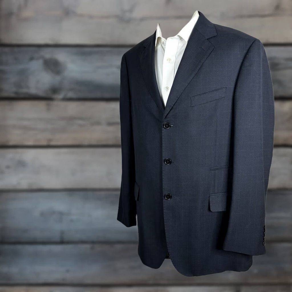 Mecca Blazer Jacket Mens 42r Navy Blue Plaid Shirt, Men's