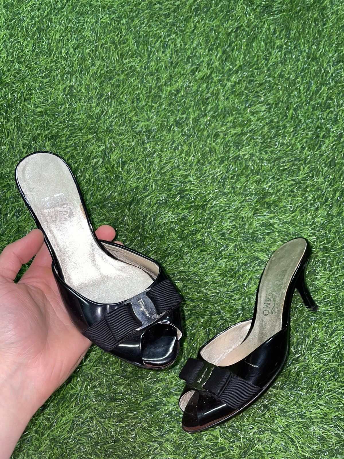 Salvatore Ferragamo Salvatore Ferragamo Black Patent Calf Leather heels Size 7 Size US 7 / IT 37 - 1 Thumbnail