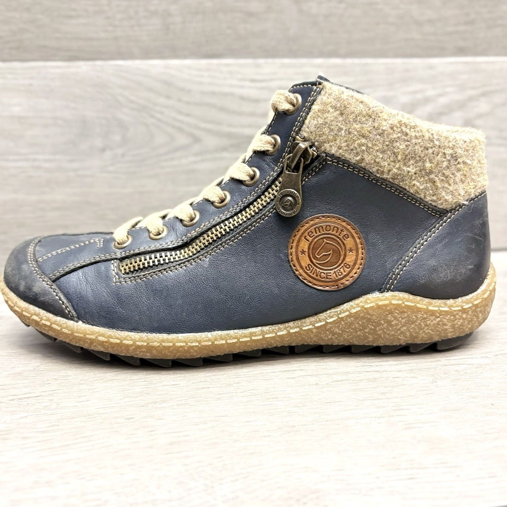 Rieker Rieker Remonte Boots R4775-14 Navy Leather Side Zip Lace Up Ankle EU 38 – Pre-owned Condition Size US 7 / IT 37 - 3 Thumbnail