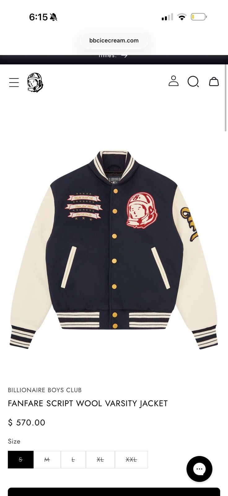 Billionaire Boys Club Billionaire Boys Club FANFARE SCRIPT WOOL VARSITY JACKET Size US M / EU 48-50 / 2 - 9 Thumbnail