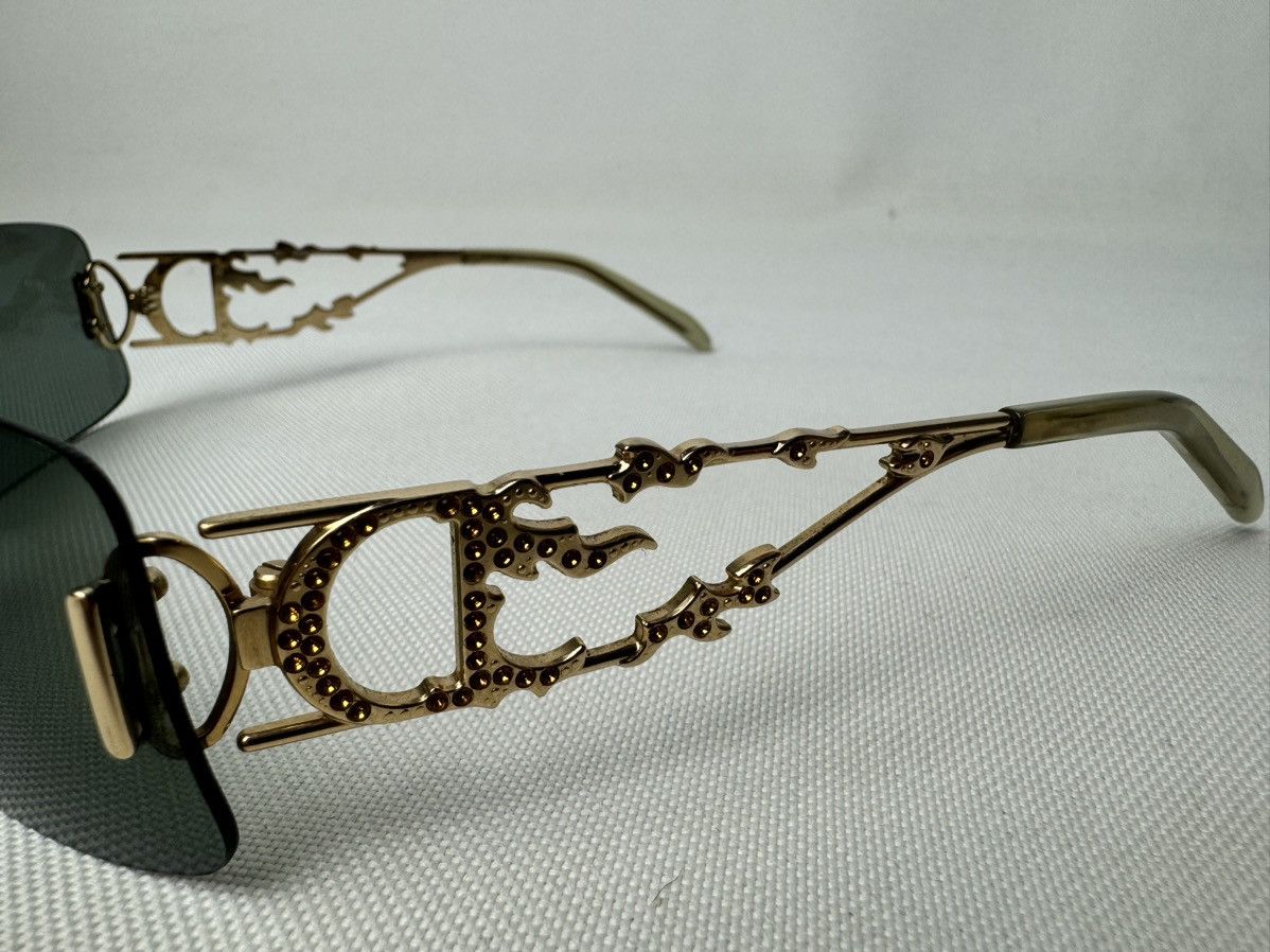 Dior Dior FIRE 40A0J Gold Plated Rhinestone Shield Sunglasses Size ONE SIZE - 6 Thumbnail