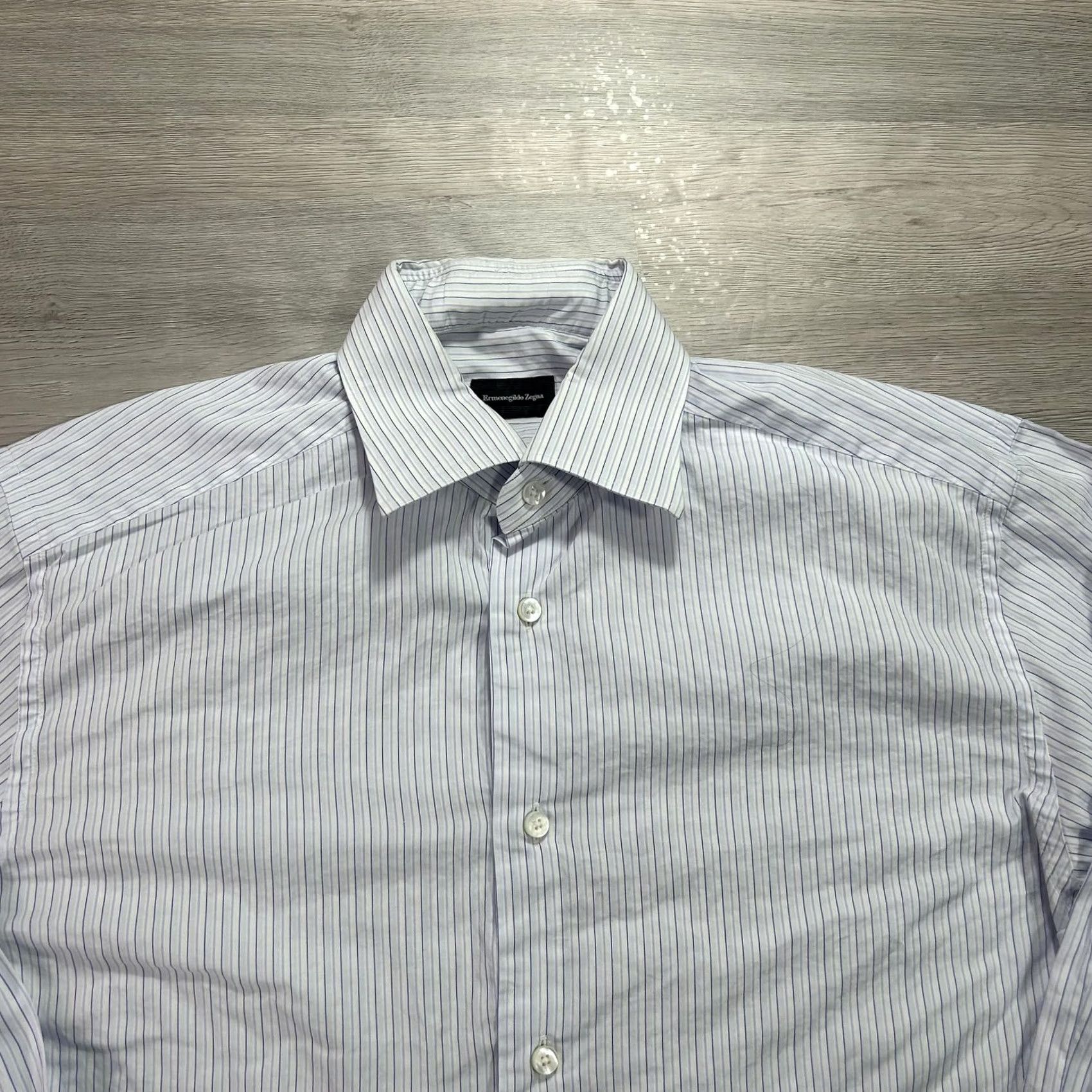 Ermenegildo Zegna Ermenegildo Zegna Dress Shirt Mens Regular Fit Cotton Stripe White 15.5 34/35 Size 42R - 3 Thumbnail