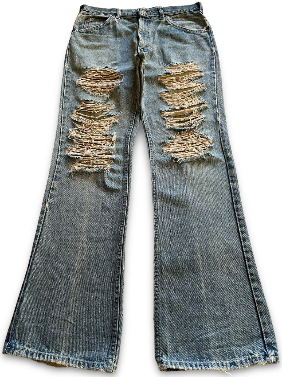 Lee Vintage 70s Lee Riders Talon Zipper Distressed Flare Jeans Size US 32 / EU 48 - 1 Thumbnail