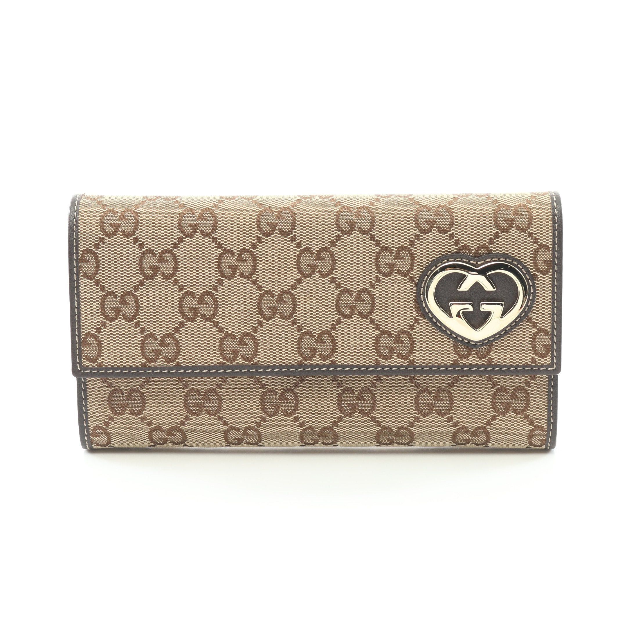 Gucci Gucci Lovely Bi-Fold Long Wallet Canvas Leather Beige Dark Brown Size ONE SIZE - 1 Thumbnail