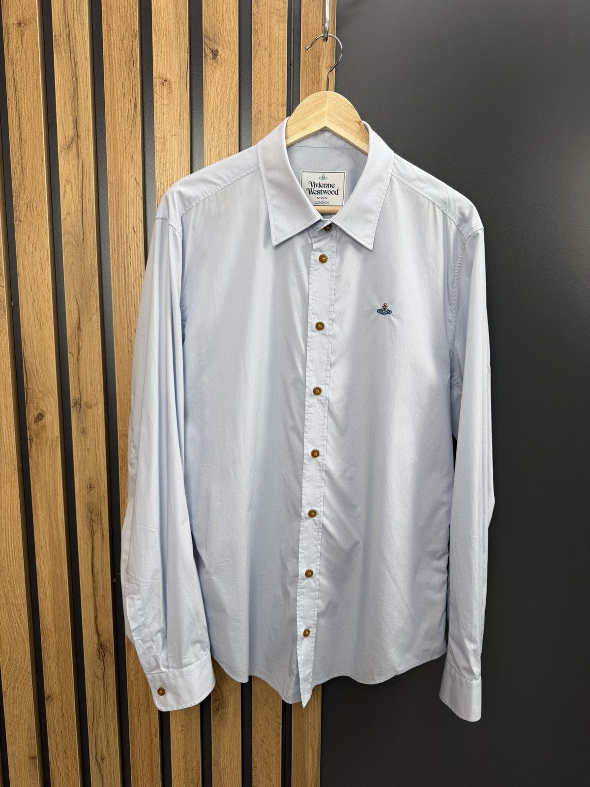 Vivienne Westwood Vivienne Westwood Man Light Blue Shirt Orb Logo Size 56 Size US XL / EU 56 / 4 - 1 Thumbnail