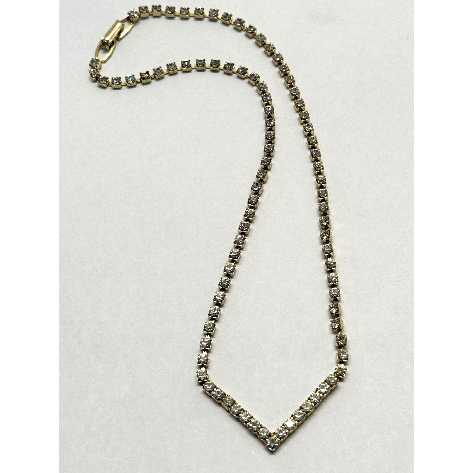 Vintage Vintage gold v rhinestone collar necklace Size ONE SIZE - 1 Thumbnail