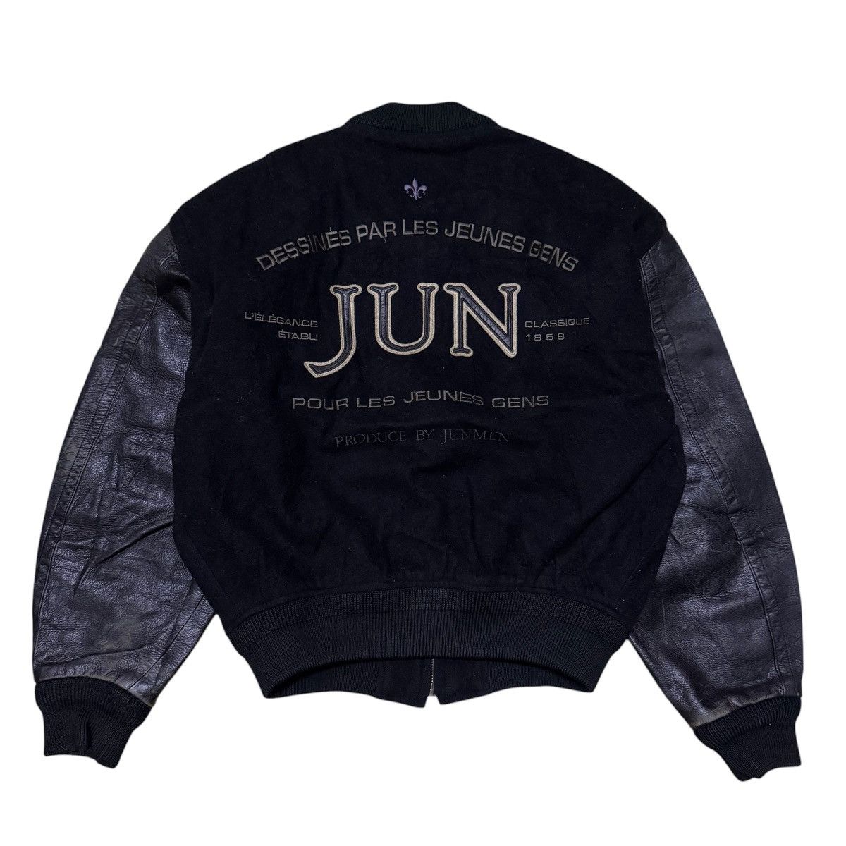 JUN MEN Vintage Jun Men Big Logo Leather Sleeves Varsity Jacket Size US M / EU 48-50 / 2 - 1 Thumbnail