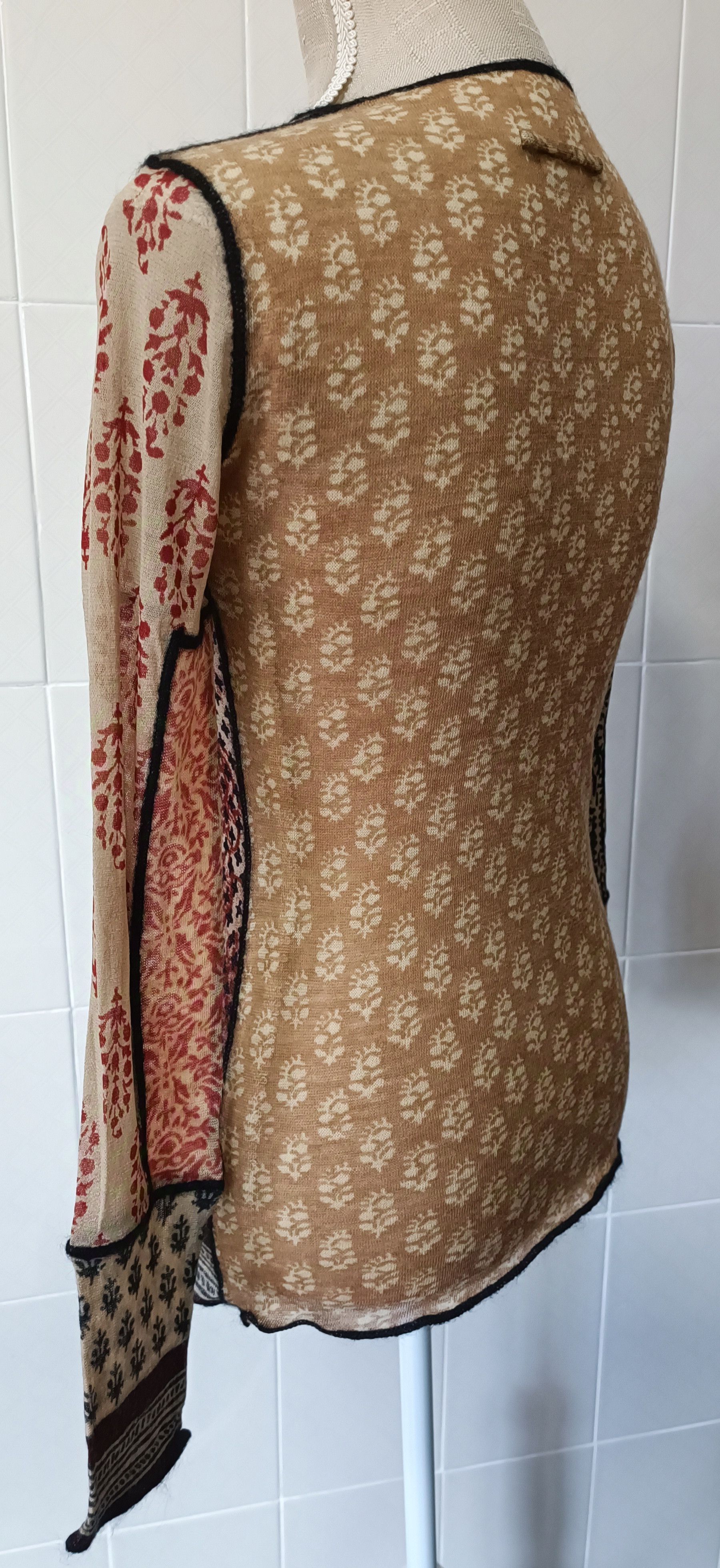 Jean Paul Gaultier FW2000/01- Bi-material top - tribal and floral - Patchwork Size S / US 4 / IT 40 - 8 Thumbnail