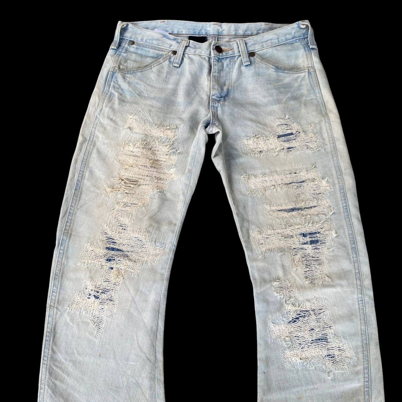 AKM × Wrangler RARE AKM X WRANGLER FLARED BORO DISTRESSED DIRTY STAIN W28 Size US 28 / EU 44 - 7 Thumbnail