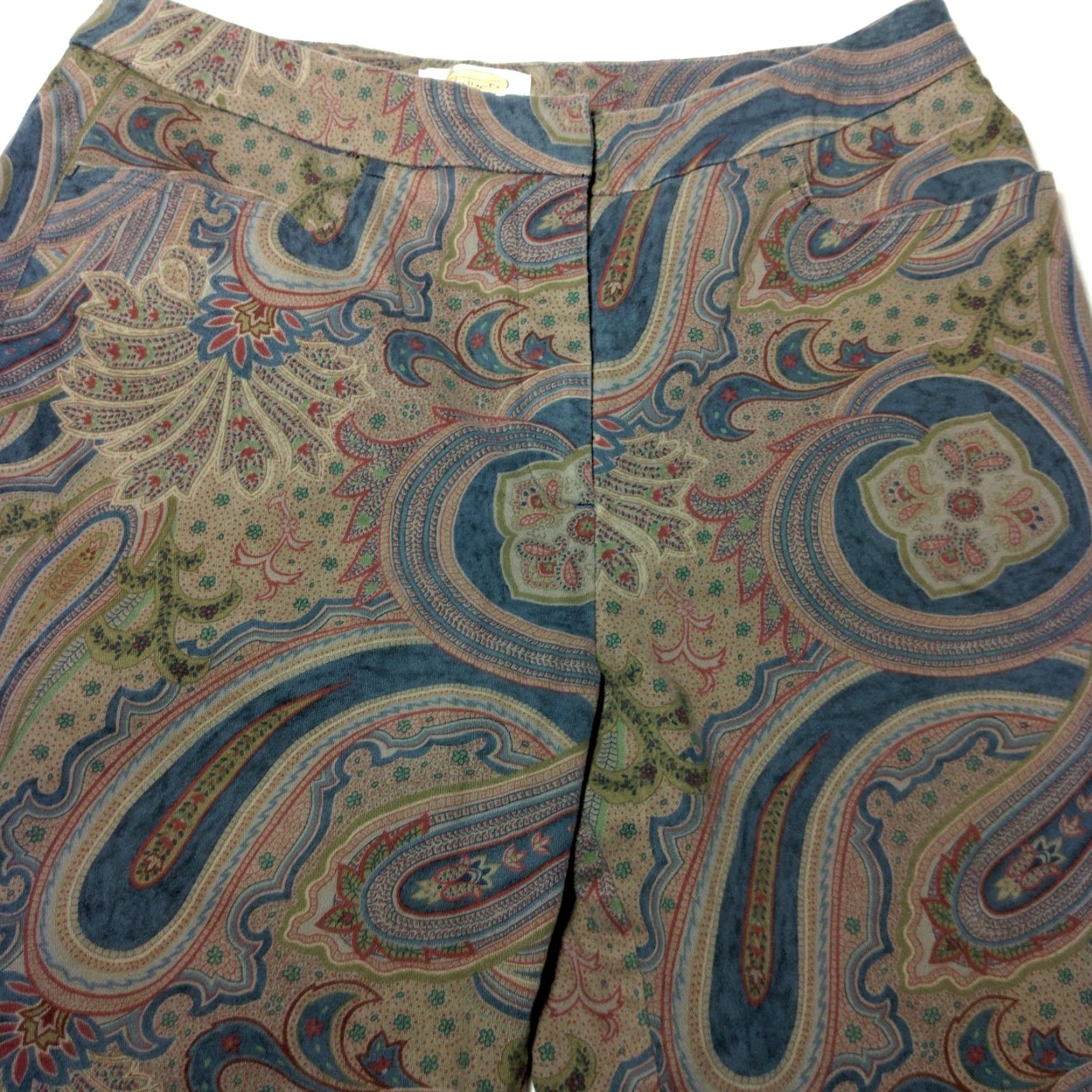 Talbots VINTAGE Talbots Petites Paisley Pants Size 10 P Chinos Brown Navy Blue Preppy Casual Business Women's Pants Size 32" / US 10 / IT 46 - 7 Thumbnail