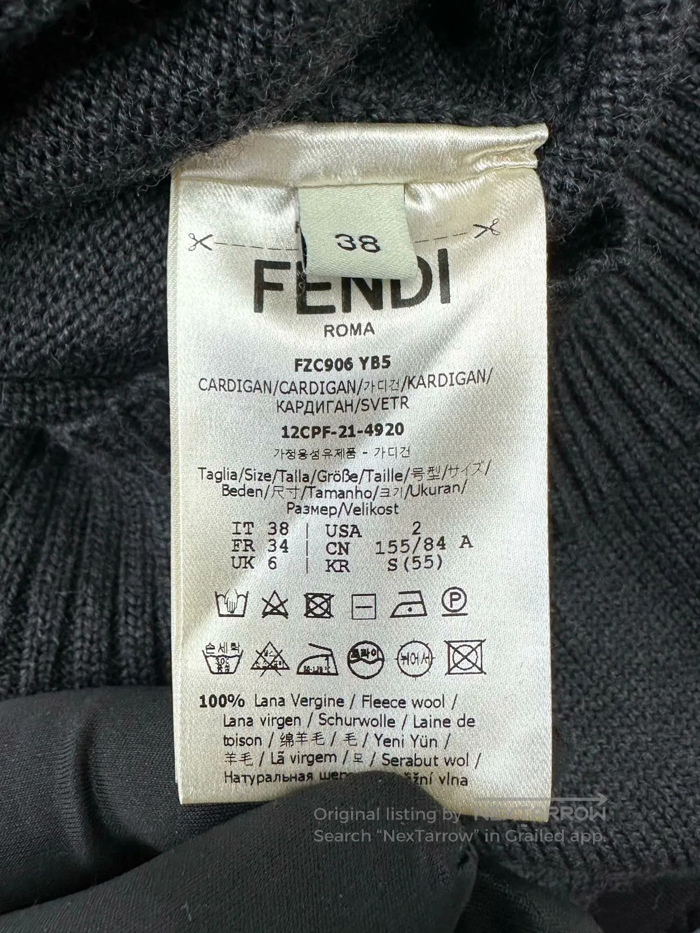 Fendi FENDI Dark gray embroidered logo wool knit cardigan| Size XS / US 0-2 / IT 36-38 - 4 Thumbnail