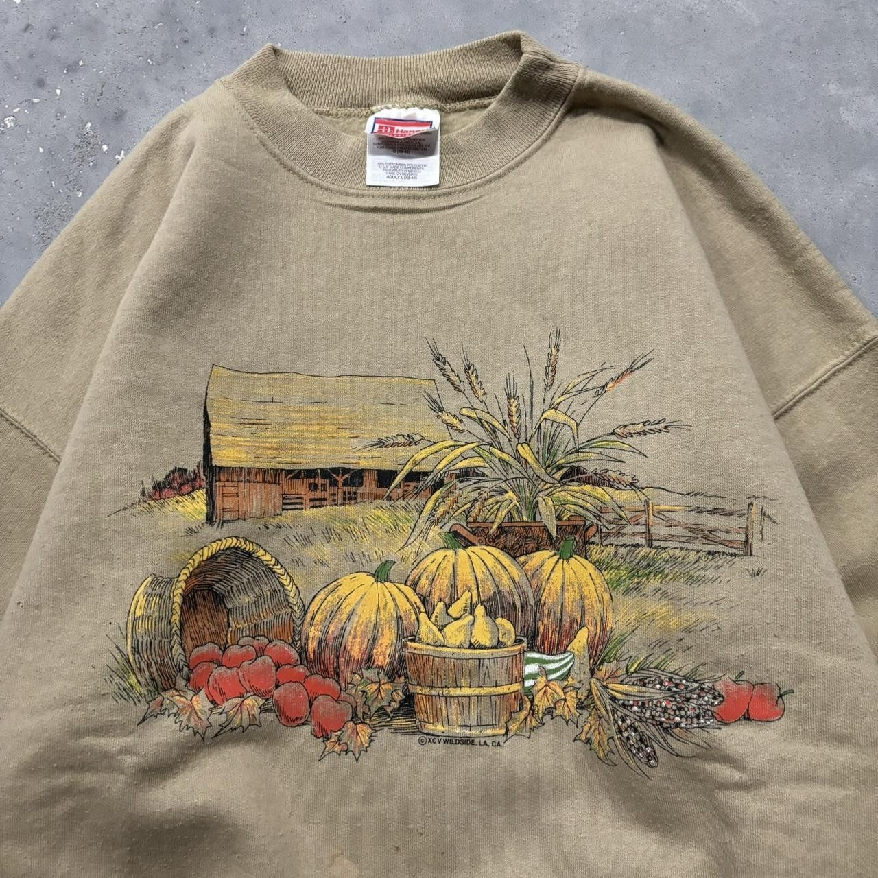 Japanese Brand × Vintage Crazy Vintage 90s Biege Pumpkins Fall Autumn Crewneck! Size US L / EU 52-54 / 3 - 2 Thumbnail