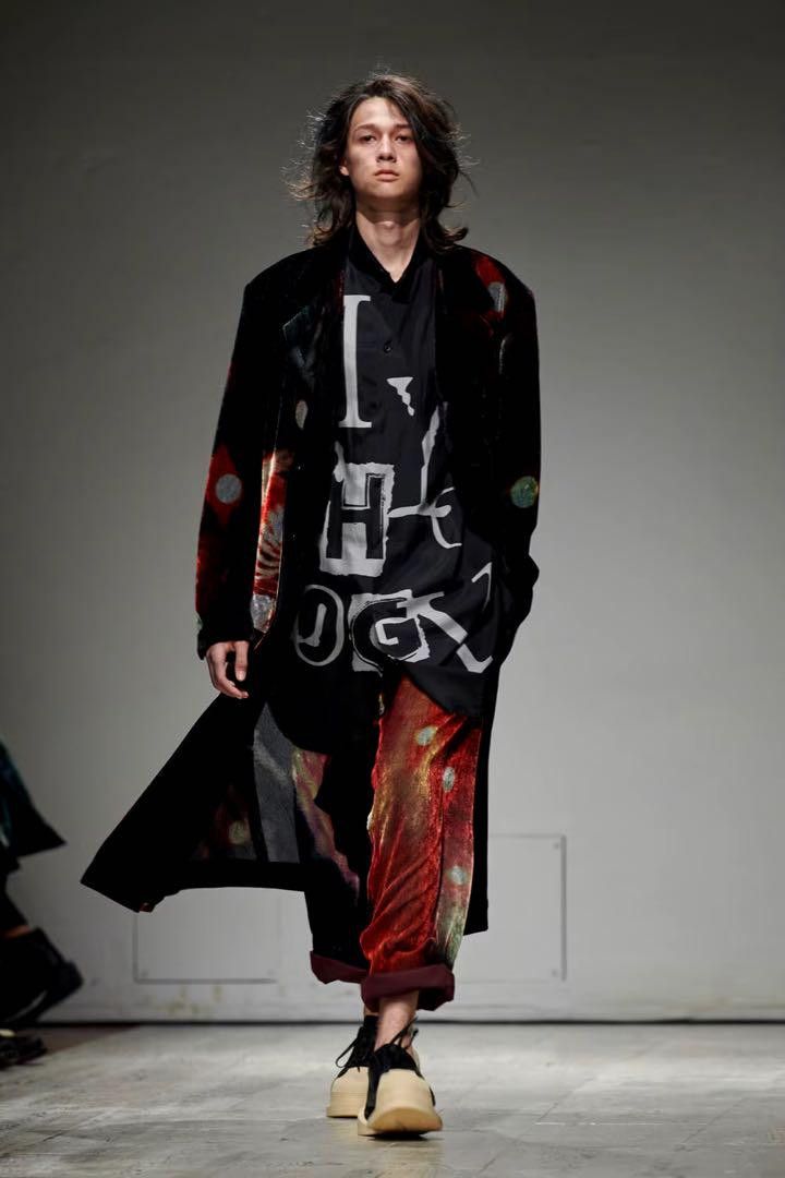 image of Yohji Yamamoto Pour Homme 23Ss Velvet Coat in Black, Men's (Size Medium)