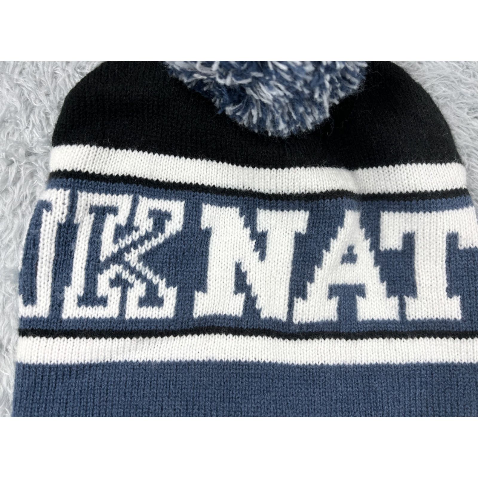 Victoria's Secret Victoria's Secret Beanie Toque Adult One Size Blue White Acrylic PINKNATION Logo Striped Knit Hat Womens Beanie Accessories Winter Fall Size ONE SIZE - 2 Thumbnail