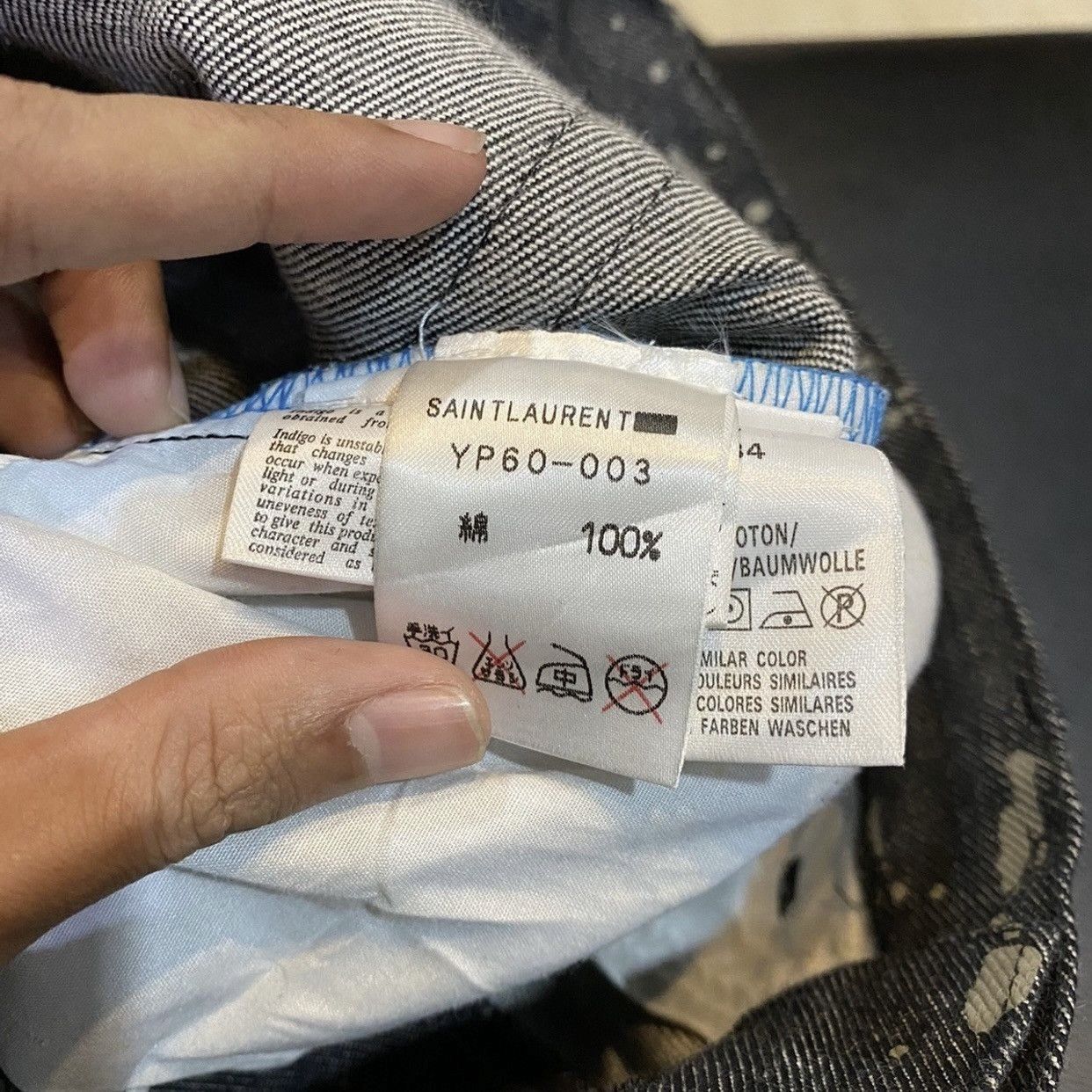 Saint Laurent Paris Saint Laurent Paint Splatter Straight Cut Jeans Indigo Size US 33 - 14 Thumbnail