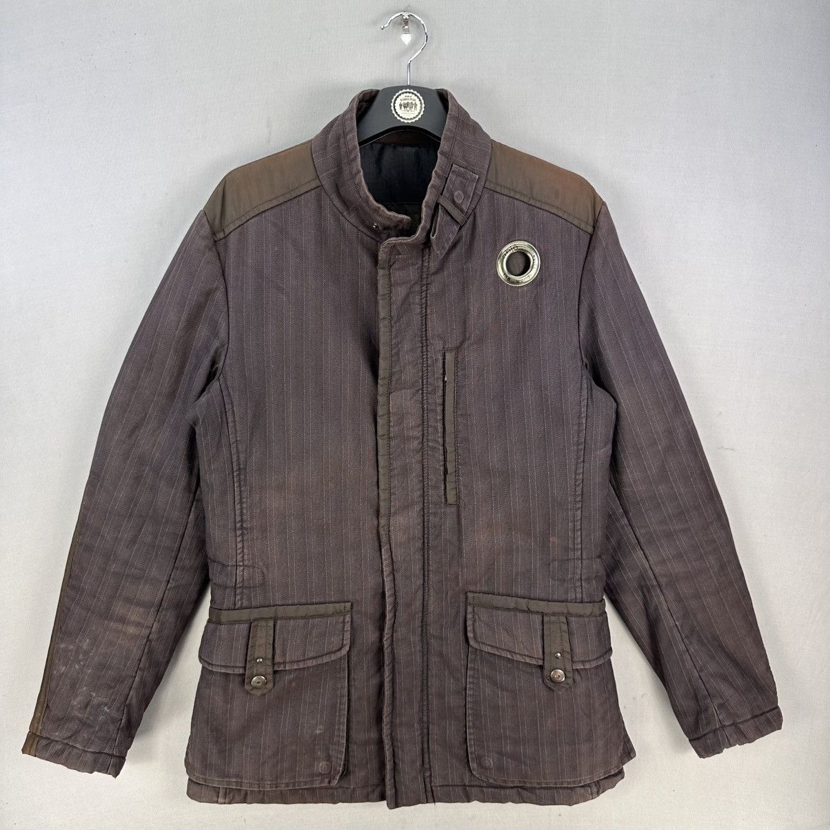 Italia Independent Vintage 90's MADE IN ITALY Striped Jacket by OBLÒ Size US S / EU 44-46 / 1 - 1 Thumbnail