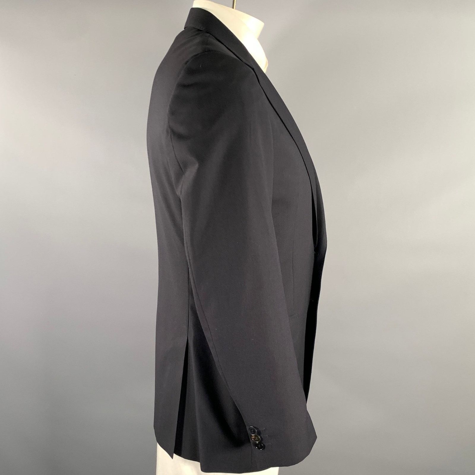 Gucci GUCCI Size 42 Navy Solid Wool Notch Lapel Sport Coat Size 42R - 3 Thumbnail