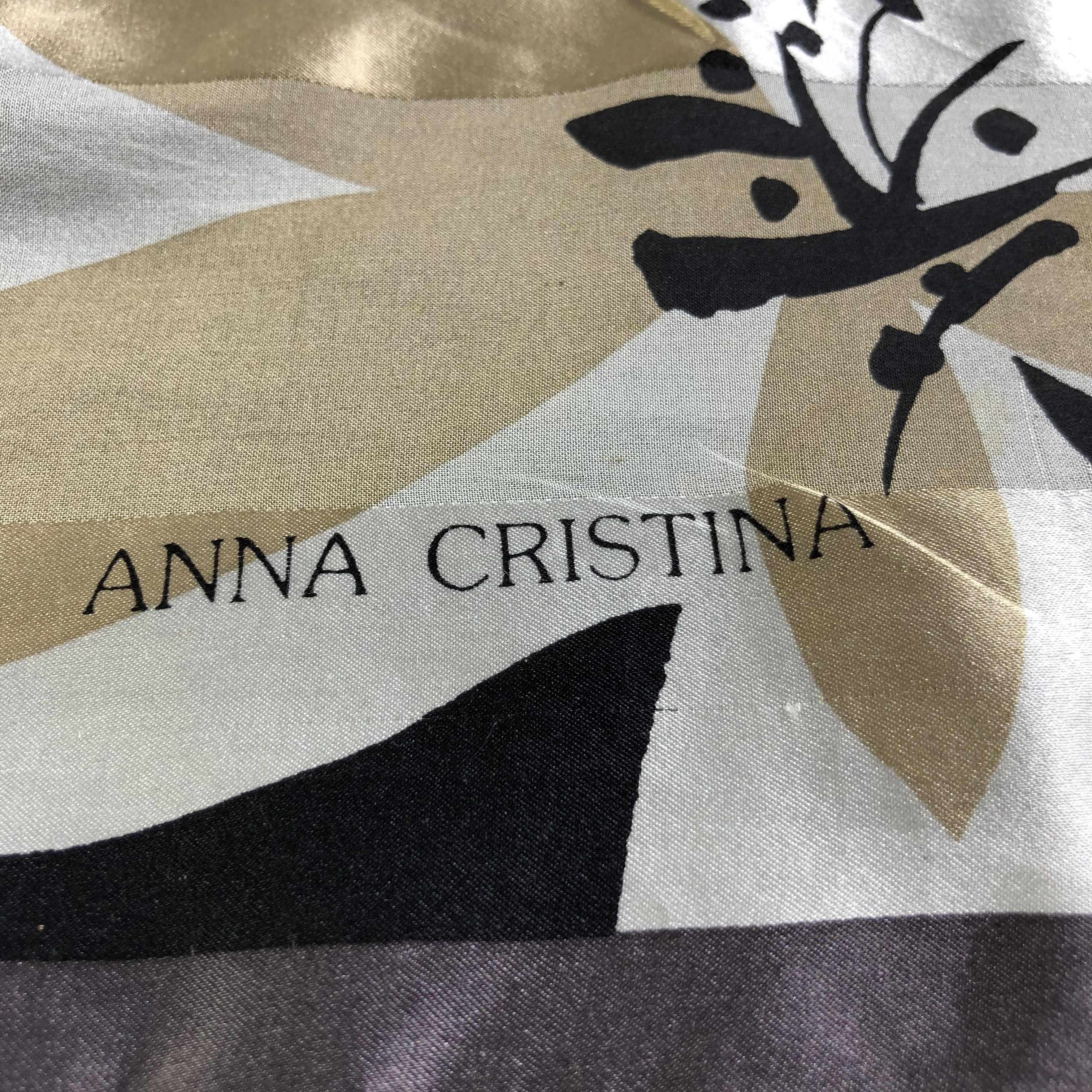 Japanese Brand Anna Cristina Floral Silk Scarf M959 Size ONE SIZE - 3 Thumbnail