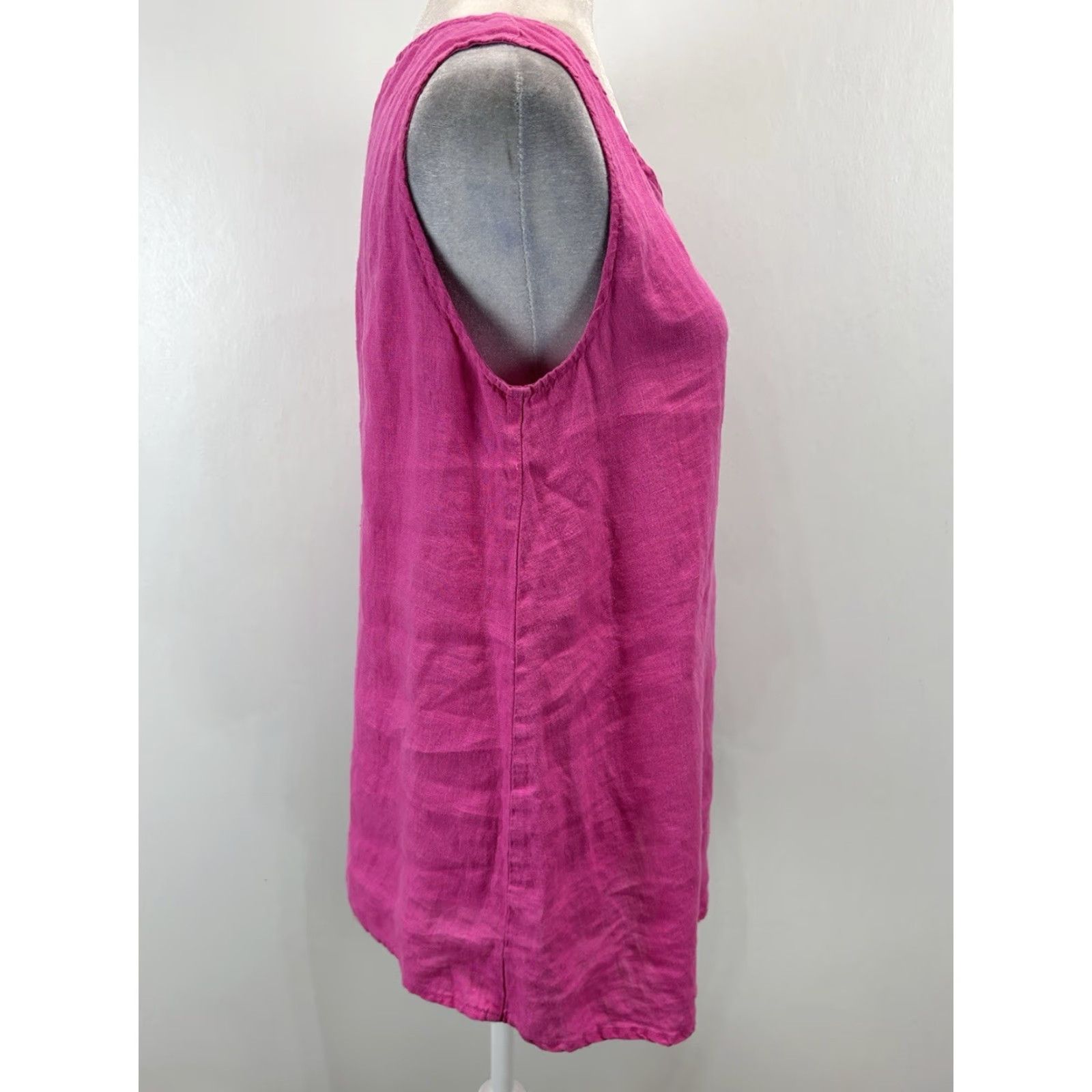 Pinko VINTAGE Yuvita Linen Tank Top Women's Pink Lagenlook Beach Sleeveless Tank M Pink Women’s Shirt Size M Size M / US 6-8 / IT 42-44 - 4 Thumbnail