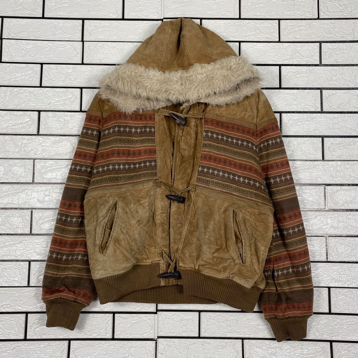 Issey Miyake Vintage Leather Jacket Navajo Design Parts Move Up Club Size US M / EU 48-50 / 2 - 2 Thumbnail