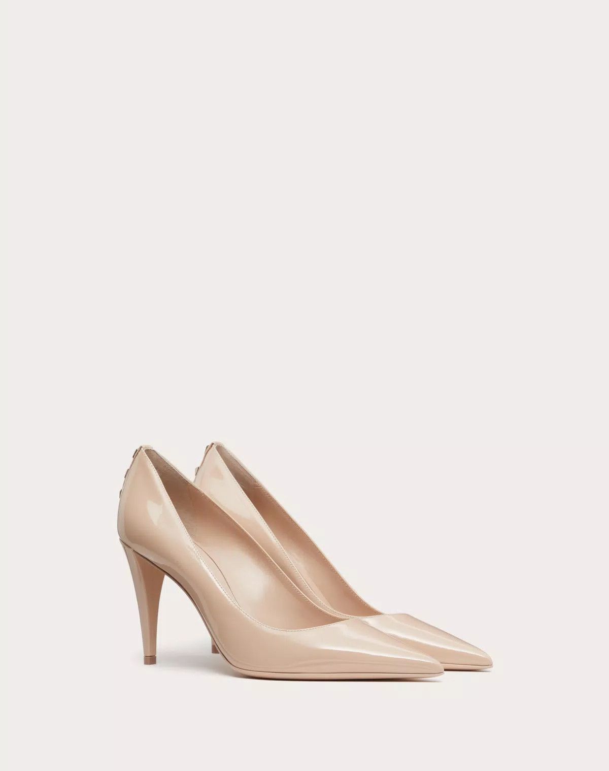 Valentino o1s1wg111125 Rockstud Patent-leather Pumps in Beige Size US 11 / IT 41 - 2 Thumbnail