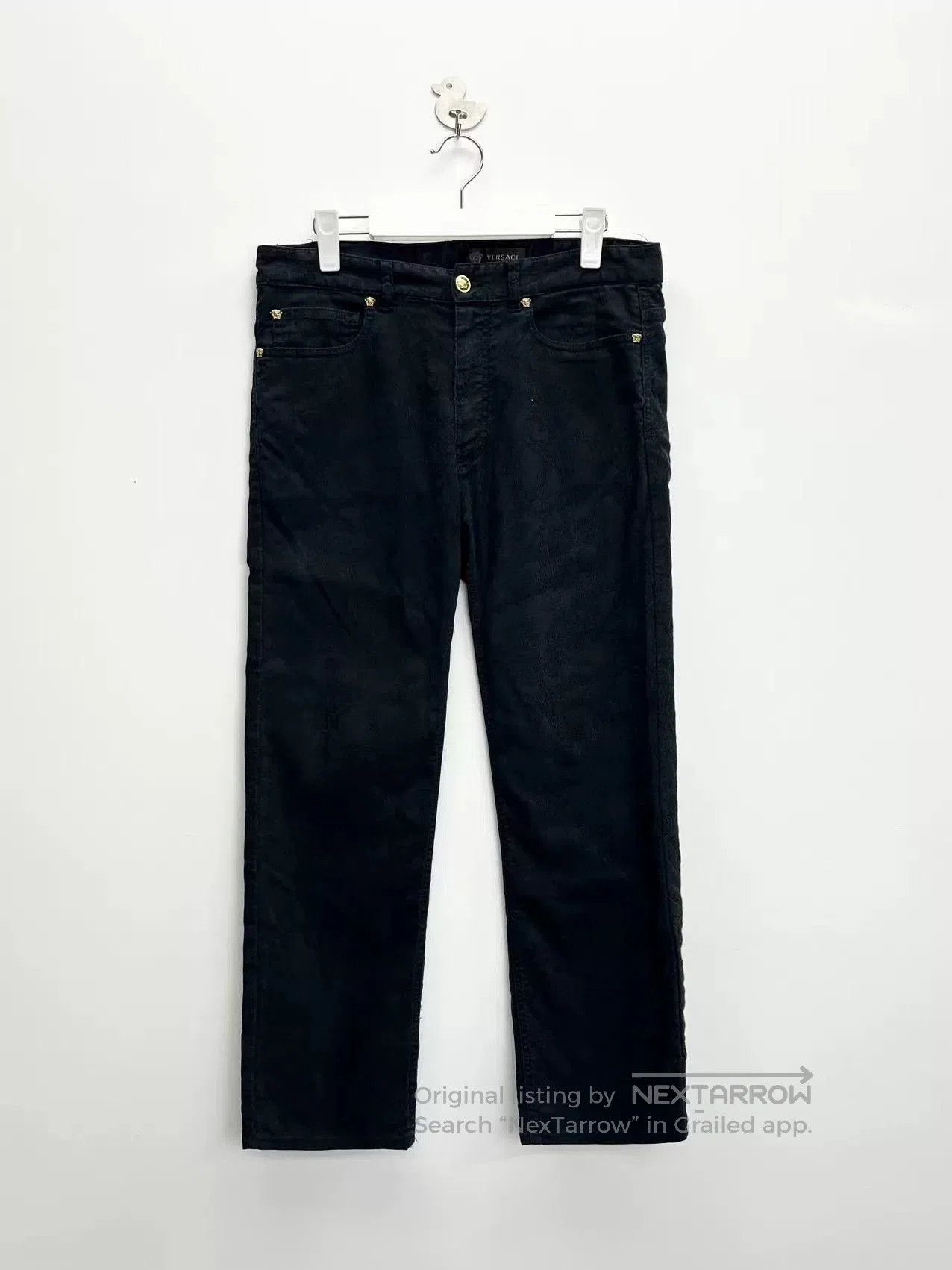Versace Versace Black Medusa Leather Patch Jeans. Size US 38 / EU 54 - 1 Thumbnail