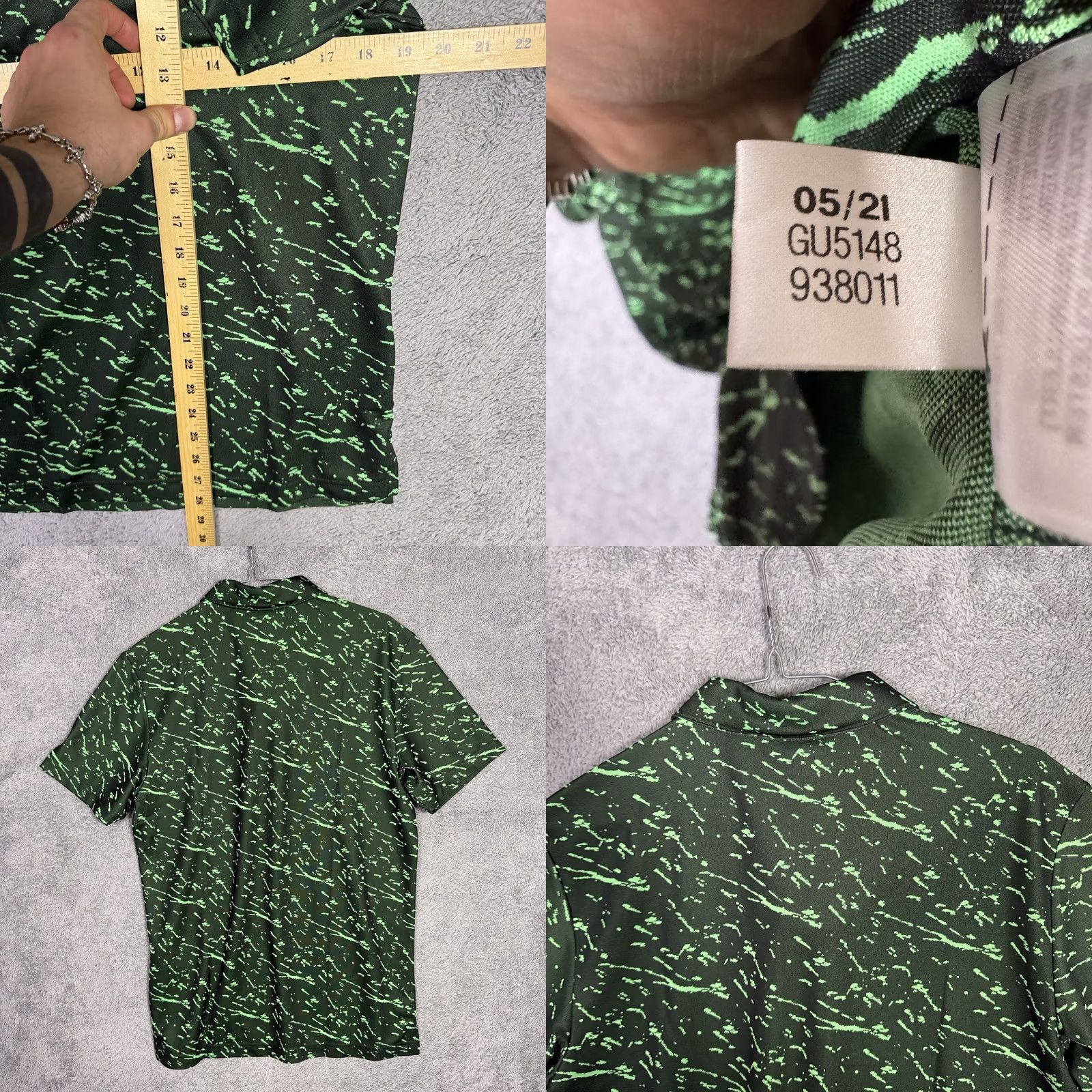 Adidas Adidas Polo Mens S Prime Blue Camo Geometric All Over Print Performance Golf Shirt Mens Small Green Geometric Polo Adidas Size US S / EU 44-46 / 1 - 8 Thumbnail