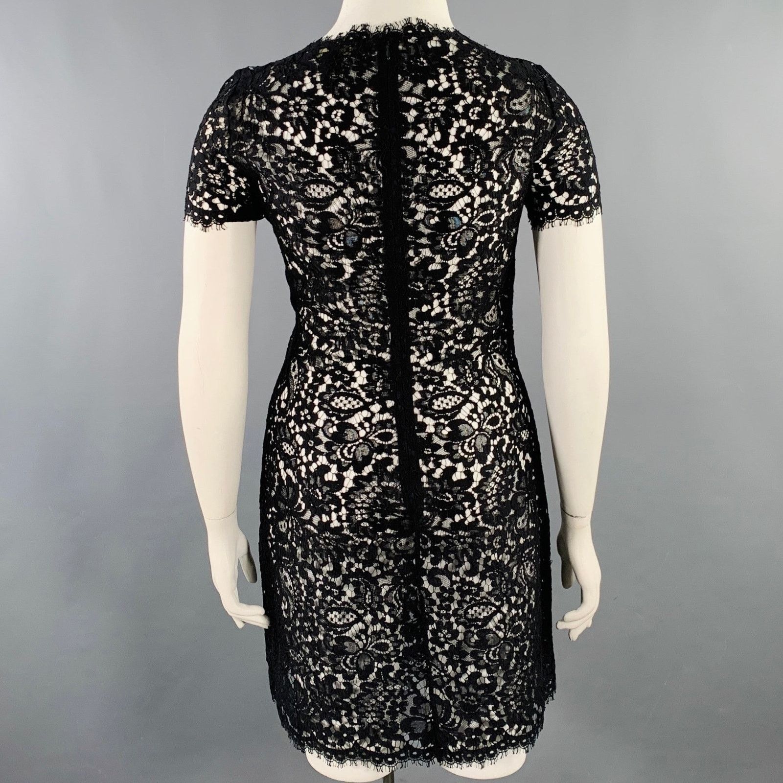 Ralph Lauren Size 10 Black Cotton Blend Lace Short Sleeve Dress Size L / US 10 / IT 46 - 3 Thumbnail