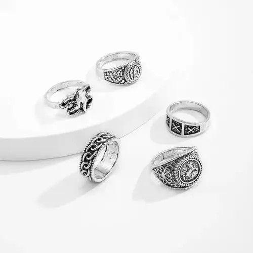 VIBE 5pcs Rings Set Size ONE SIZE - 8 Thumbnail