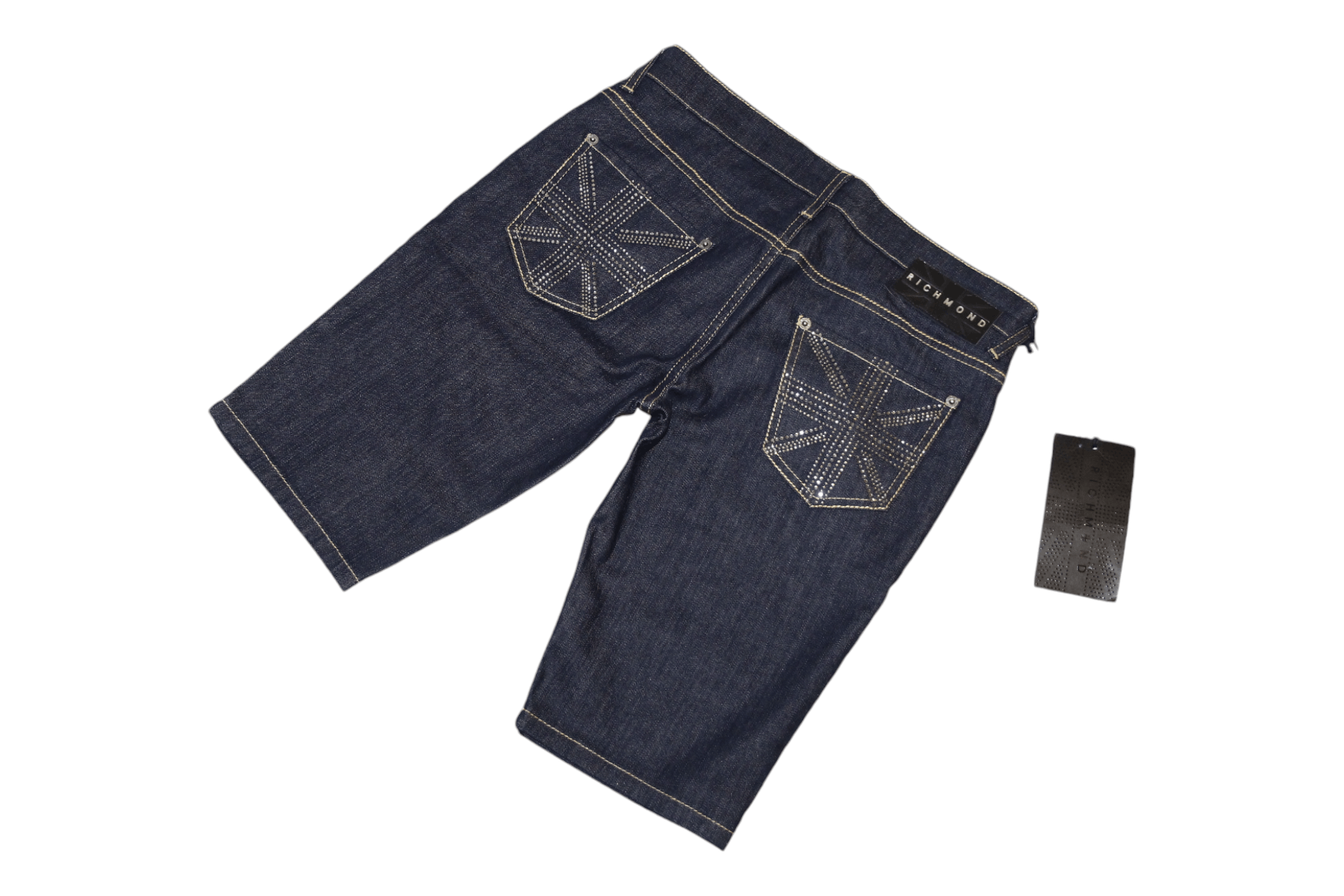 John Richmond Richmond Denim Slim Fit Rhinestones Trim Bermuda Shorts Size US 28 / EU 44 - 14 Thumbnail