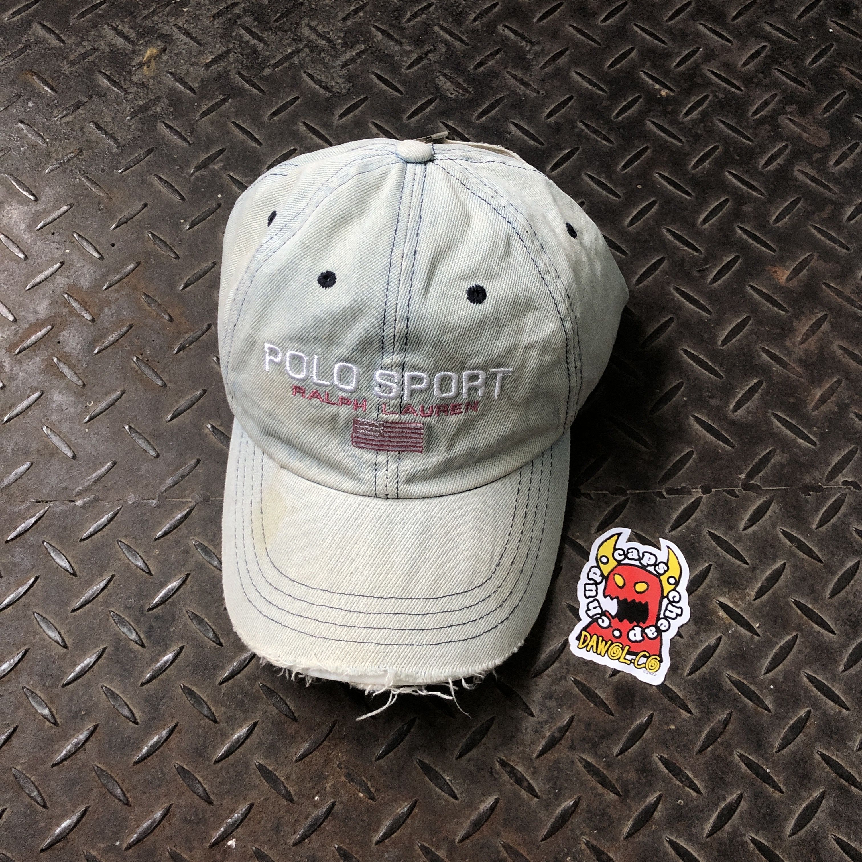 Polo Ralph Lauren Vintage Polo Sport Denim Ripped Distressed Hat Size ONE SIZE - 1 Thumbnail