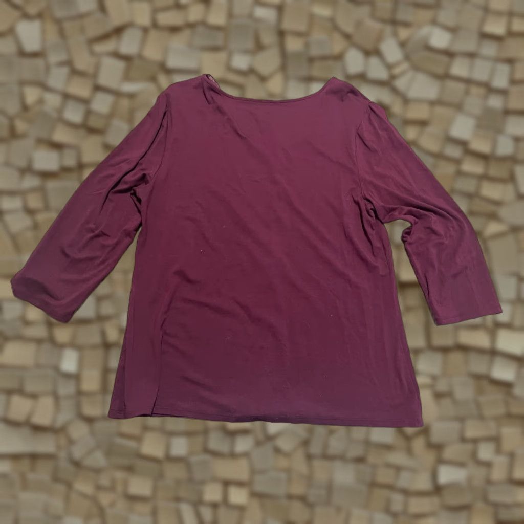 Coldwater Creek Coldwater Creek Women's Shirt Size Medium Maroon V-neck Long Sleeve Ruffles Size M / US 6-8 / IT 42-44 - 1 Thumbnail